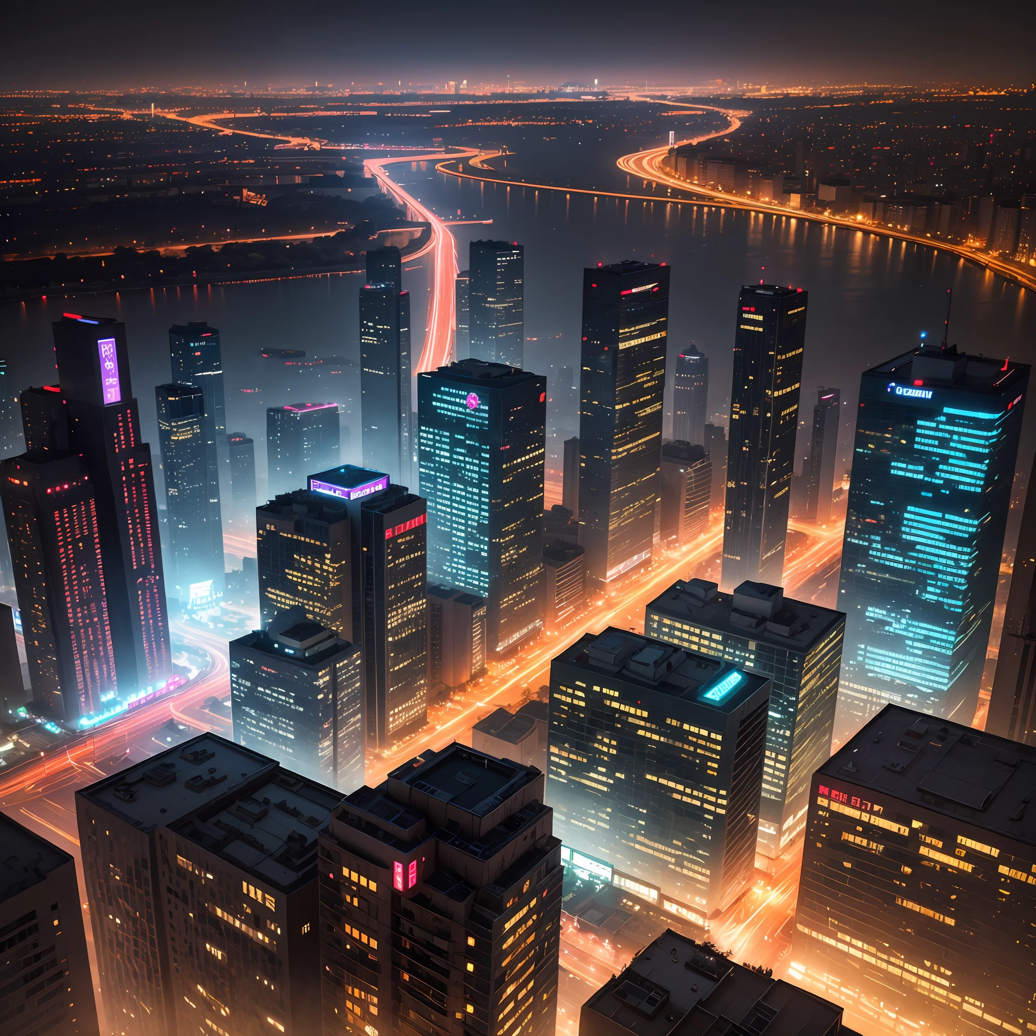 The best picture quality，Best quality at best，The best lighting effects，city night scene，Future Style，Beijing at night in 2050 --auto