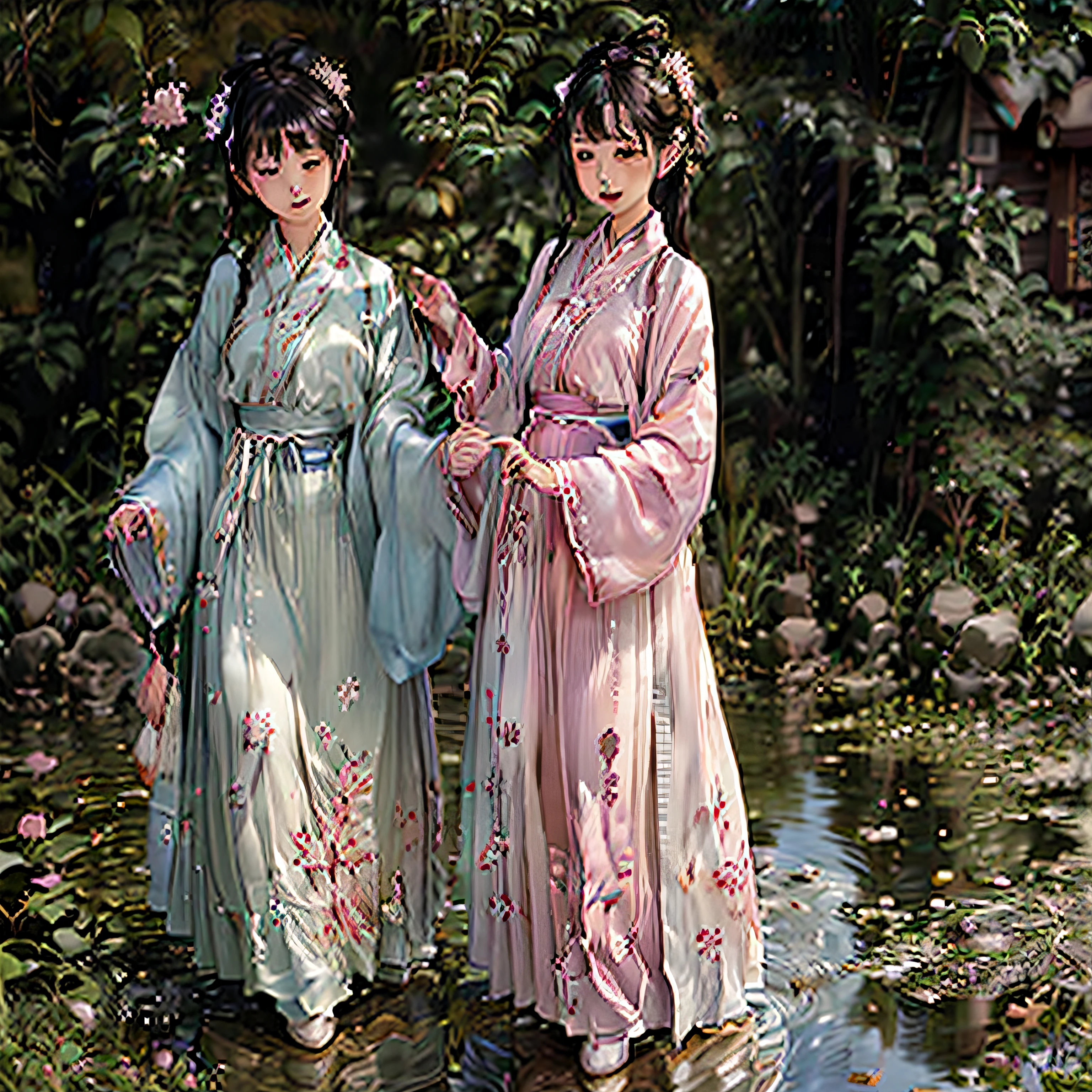 Mt fuji　Cherry blossom dancing　Sateen　Lovers reflecting in a puddle --auto