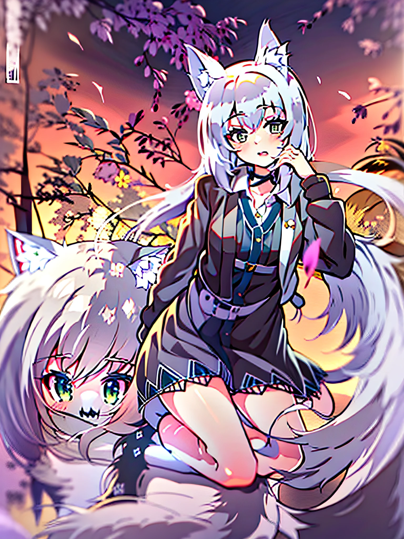 from girls frontline, Holo is a wolf girl, girls frontline style, From the night of the ark, cute anime catgirl, anime catgirl, White-haired fox, A wolf girl, White Cat Girl, nekomimi, nyaruko-san,arknight