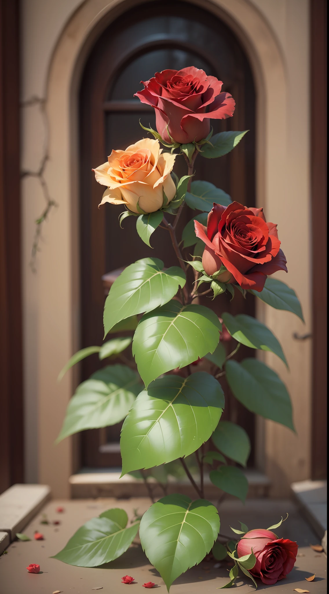 Three roses , three roses in the tree,red roses,dark background,high resolution,high quality