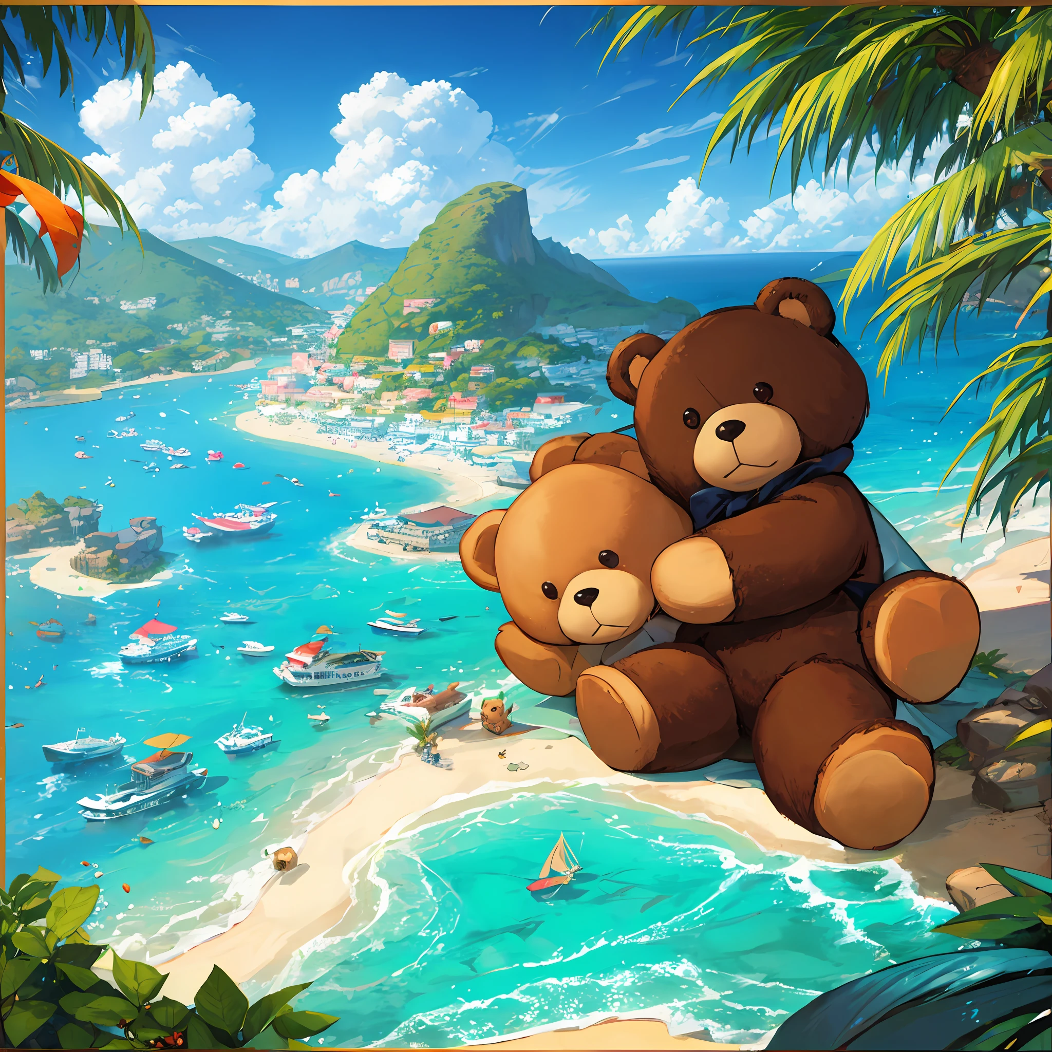 Giant teddy bear tropical island --auto