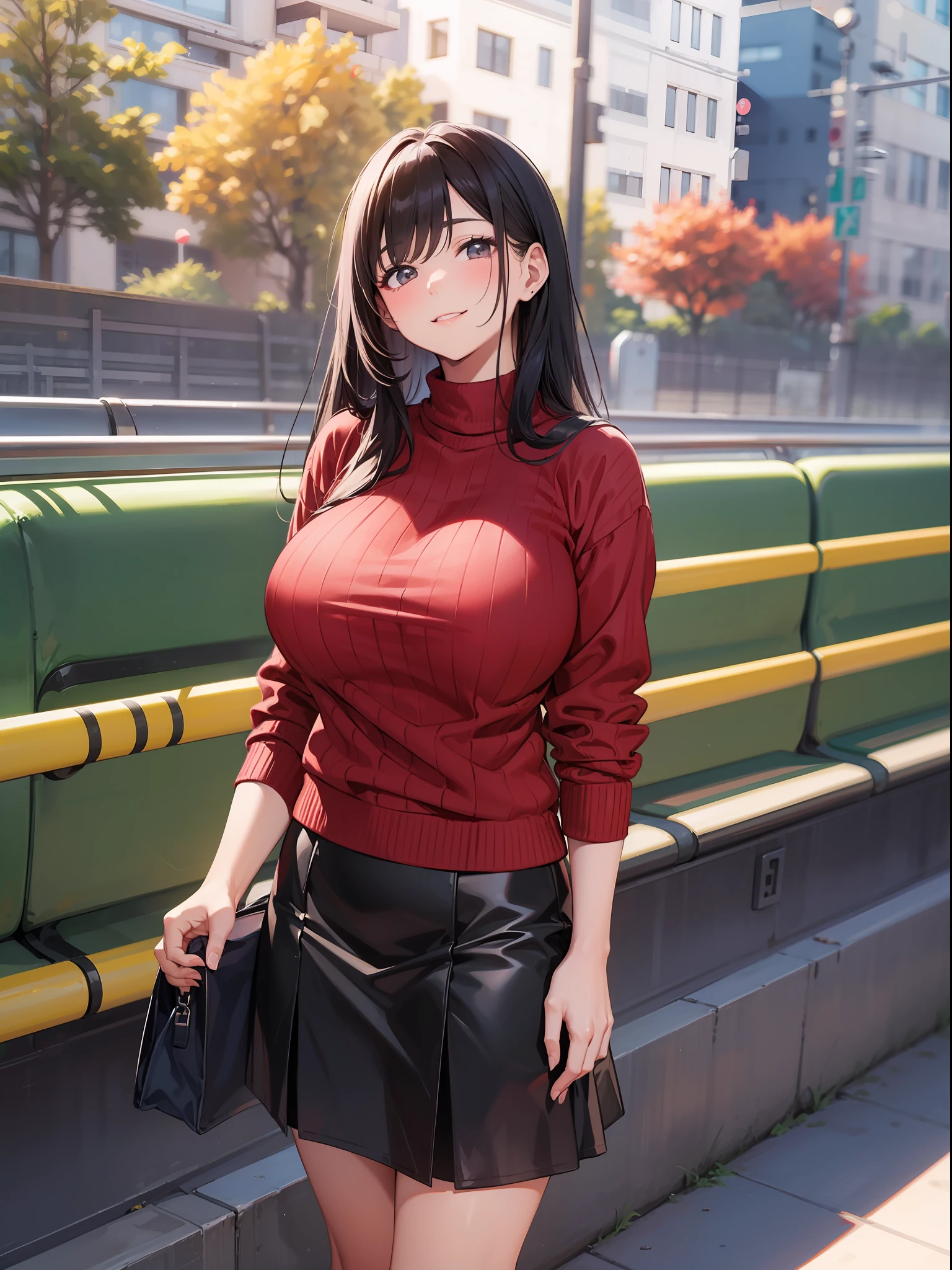 How to get to school、Schools、slope、governess、Red Summer Sweater、Black tight skirt、smil、Student Protection、Ultimate Beauty、Overwhelmingly super super super huge bust、Train、big massive udder(1.99),chalk board、With chalk、