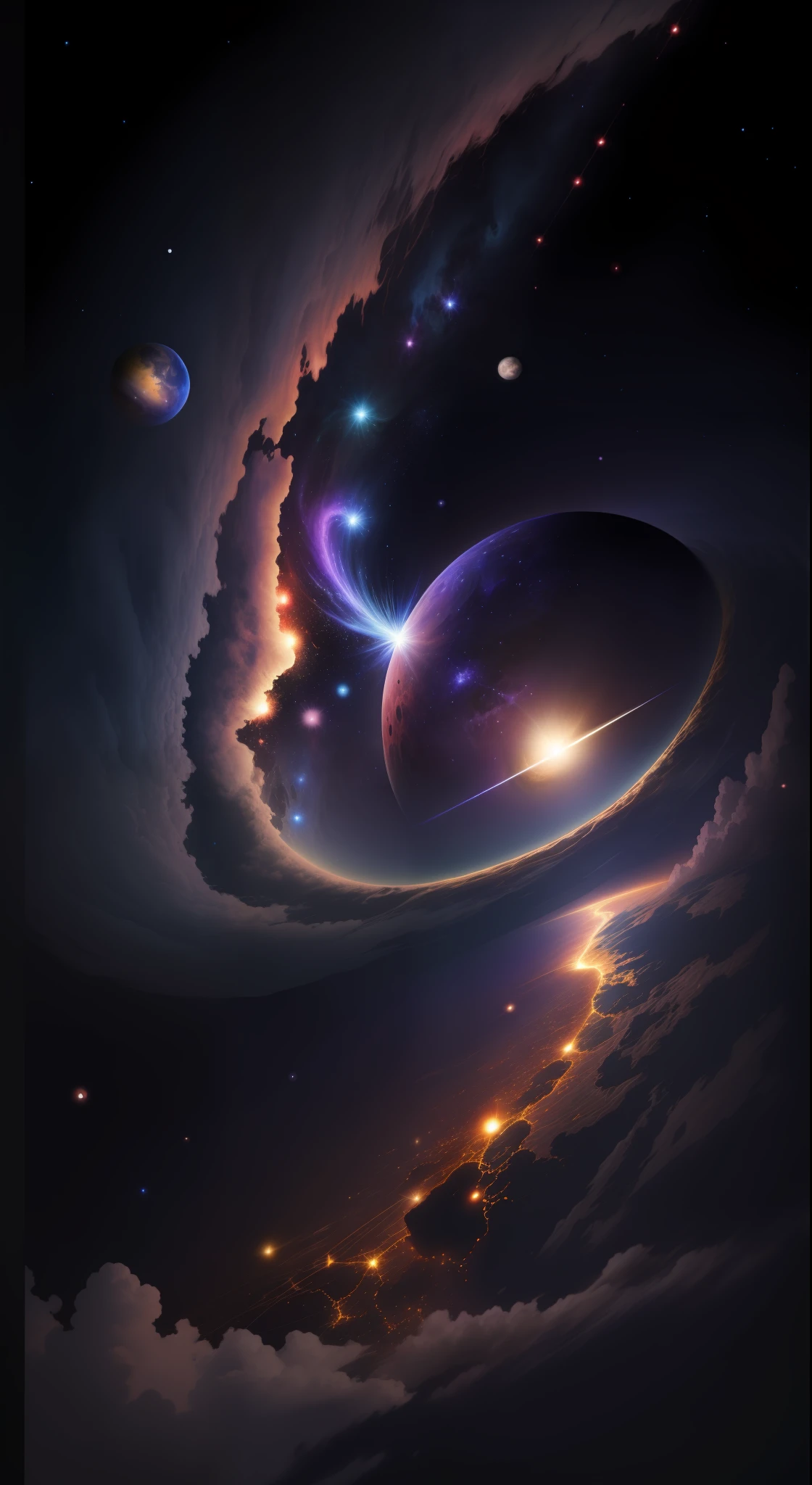 Galaxy with earth,high quality,high resolution,dark night