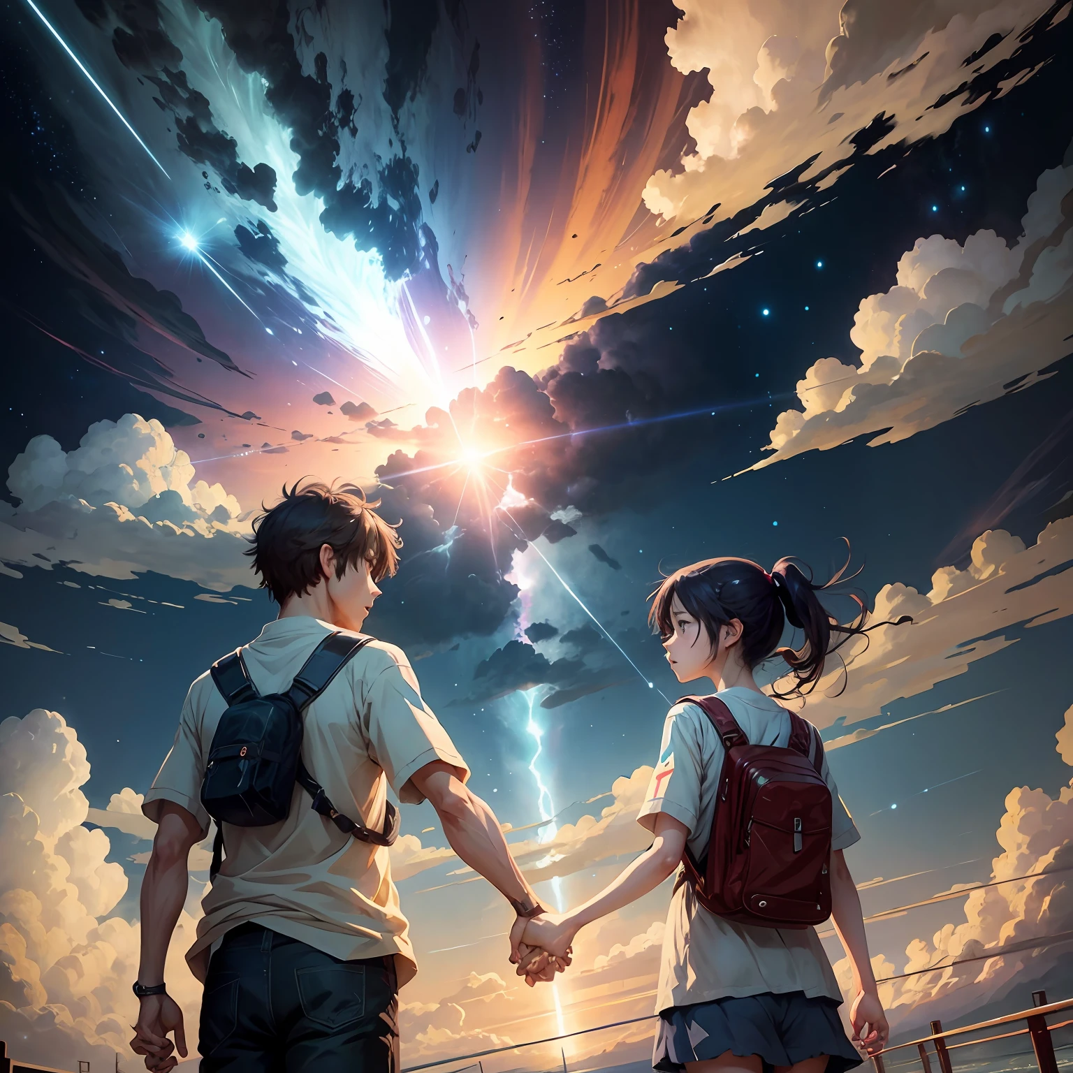 《Your name》The protagonists hold hands with each other --auto