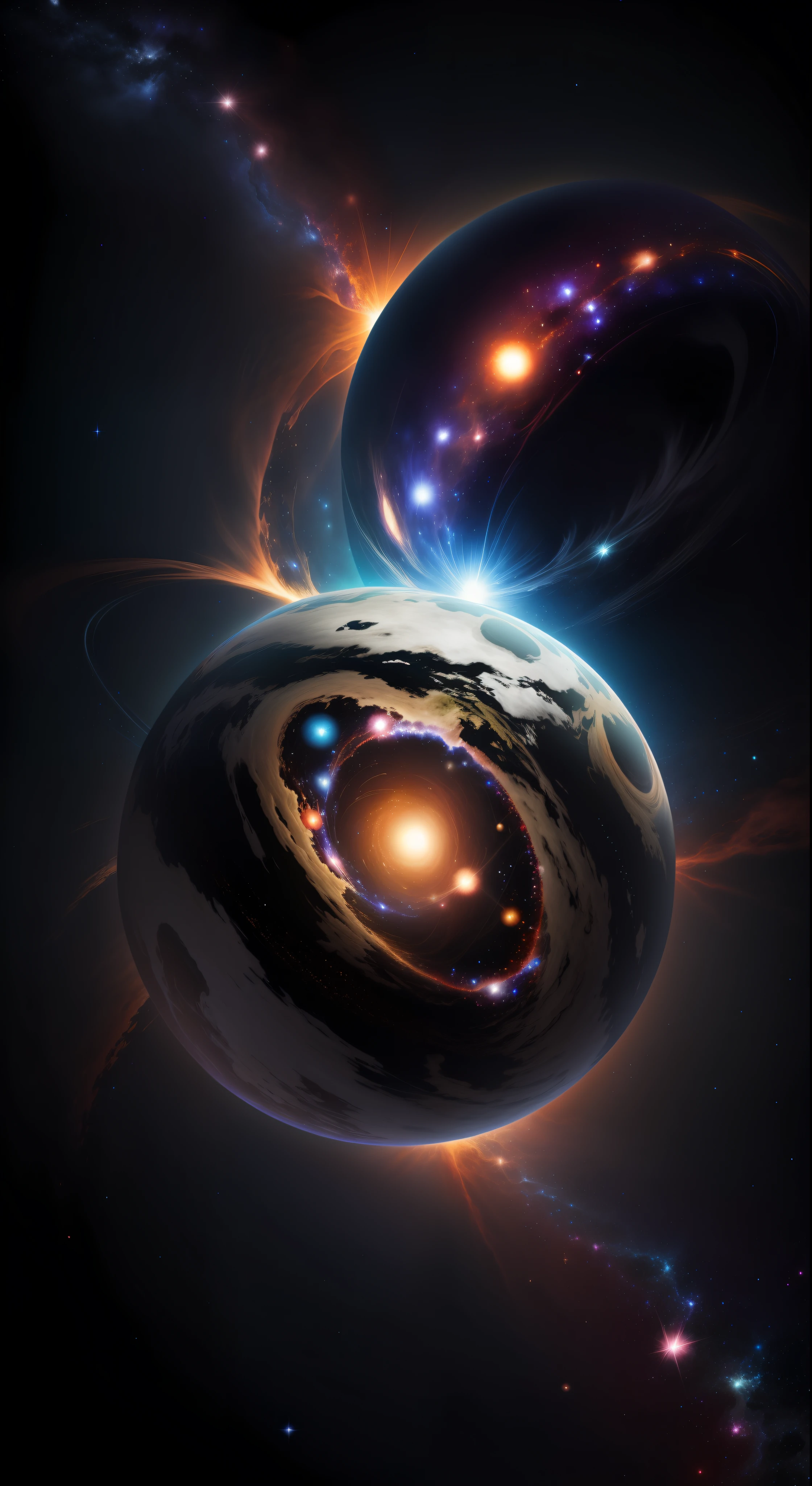 Galaxy with earth,high quality,high resolution,dark night