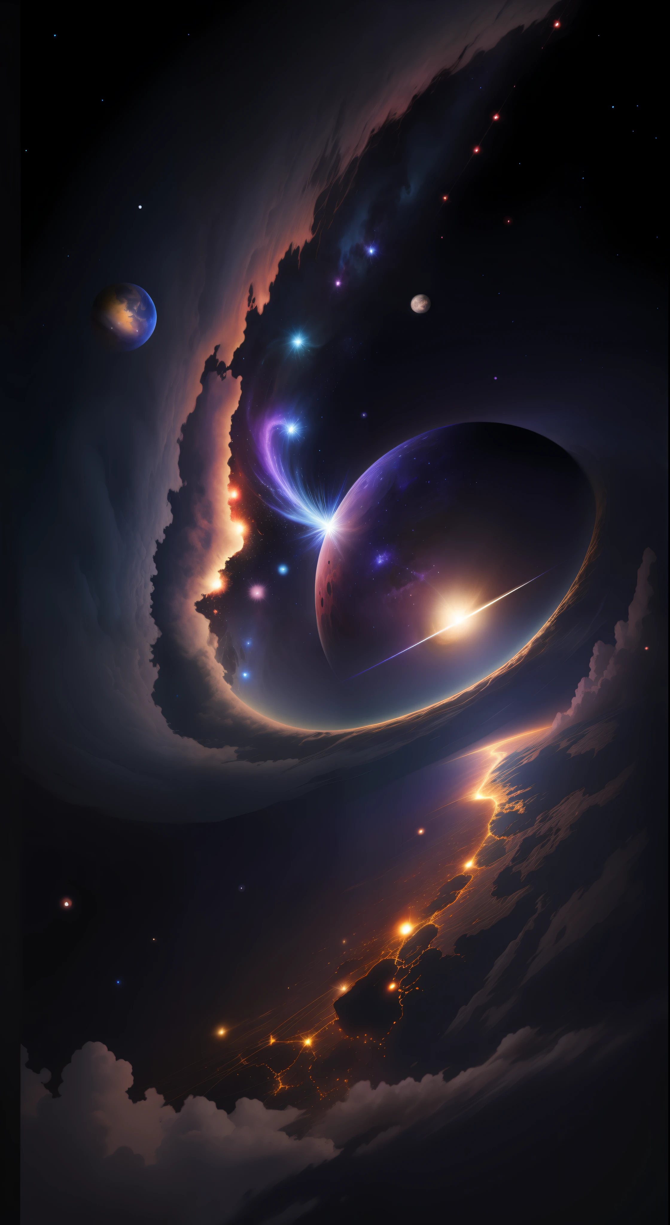 Galaxy with earth,high quality,high resolution,dark night