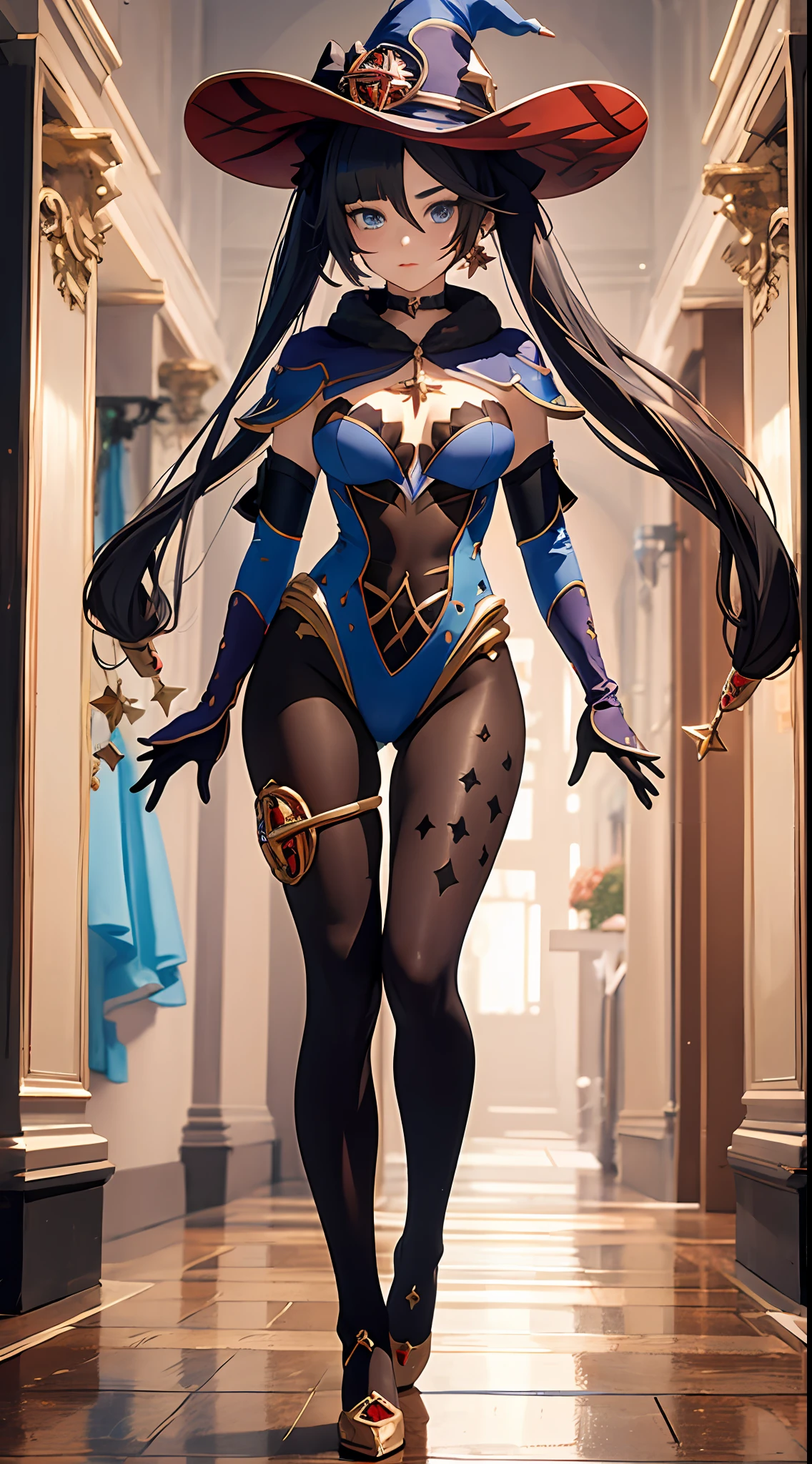 (1 girl),(masterpiece: 1.3), (beautiful: 1.2), (high quality: 1.2), (finely detailed: 1.2), (beautiful eyes: 1.5), portrait, realistic, 3D face, (bright eyes: 1.1), shiny hair, shiny skin, alone, embarrassed, abdomen, brown hair, blue eyes, hands on breast, full body, excellent anatomy, cute pose, cute hands, cameltoe. monadef