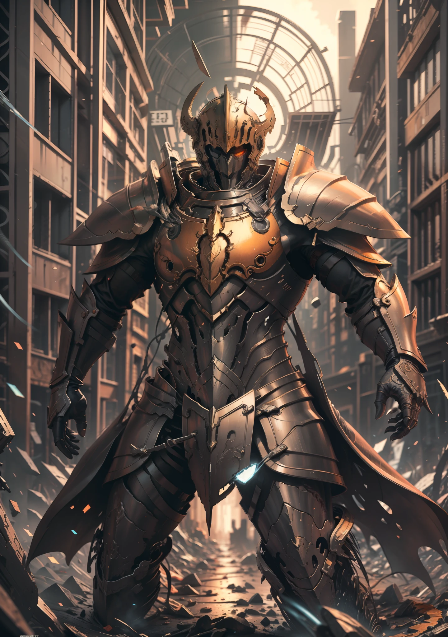 Best Quality, super detailed illustration, Rusty Knight, cracked armor, Rust