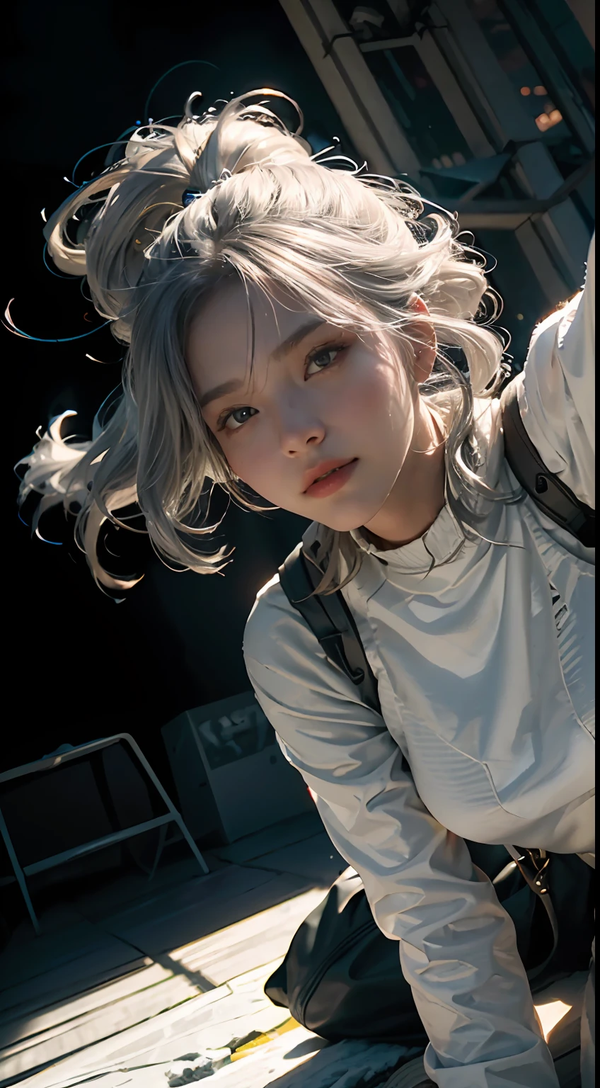 "(Superb CG Unity 8K wallpaper，Top masterpieces，Ultra-detailed image quality)，(Brilliant light and shadow，Dramatic cinematic shots)，The girl is wearing a white Spider-Man costume，Silver-gray hair color，Inspired by the Spider-Man parallel universe，Snowboarding is always full of wonder and emotion，Dynamic gestures are vividly portrayed，(Exceptional detailing，The lighting and shadow layout is superb，The vista is vast and clear)，With a subtle rendering，Enough to lead the trend and cross time and space。"