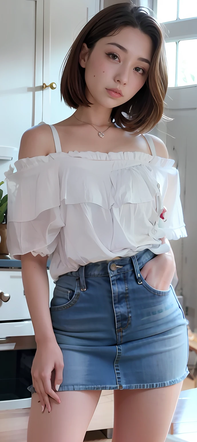 Off-the-shoulder white suspenders,鎖骨