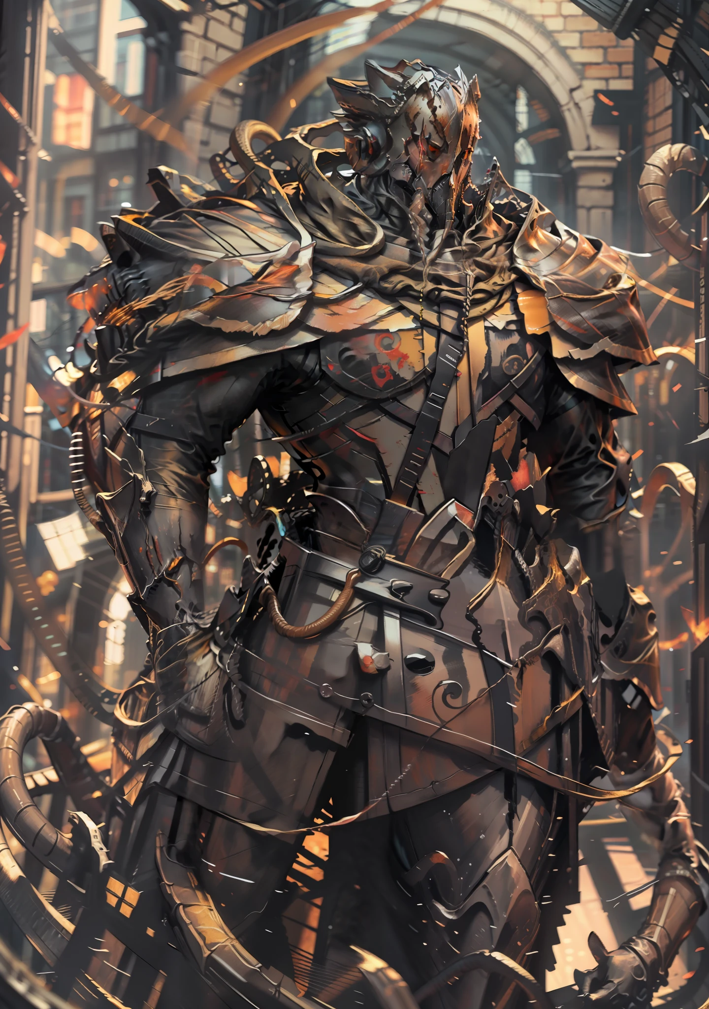 Best Quality, super detailed illustration, Rusty Knight, cracked armor, Rust