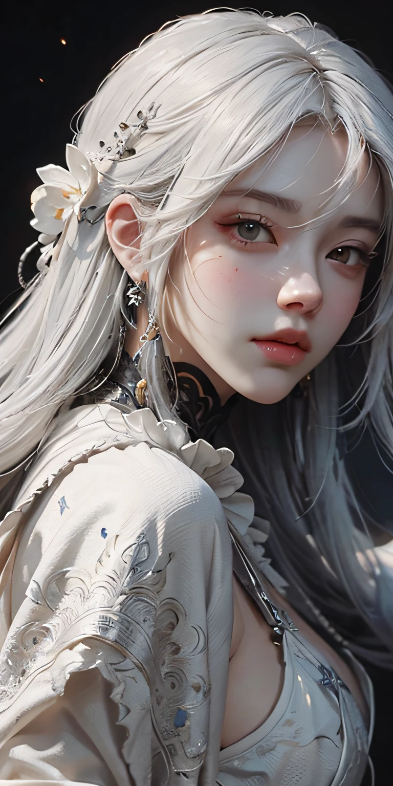 a close up of a woman with white hair and a white mask, beautiful character painting, guweiz, artwork in the style of guweiz, white haired deity, by Yang J, epic exquisite character art, stunning character art, by Fan Qi, by Wuzhun Shifan, guweiz on pixiv artstation