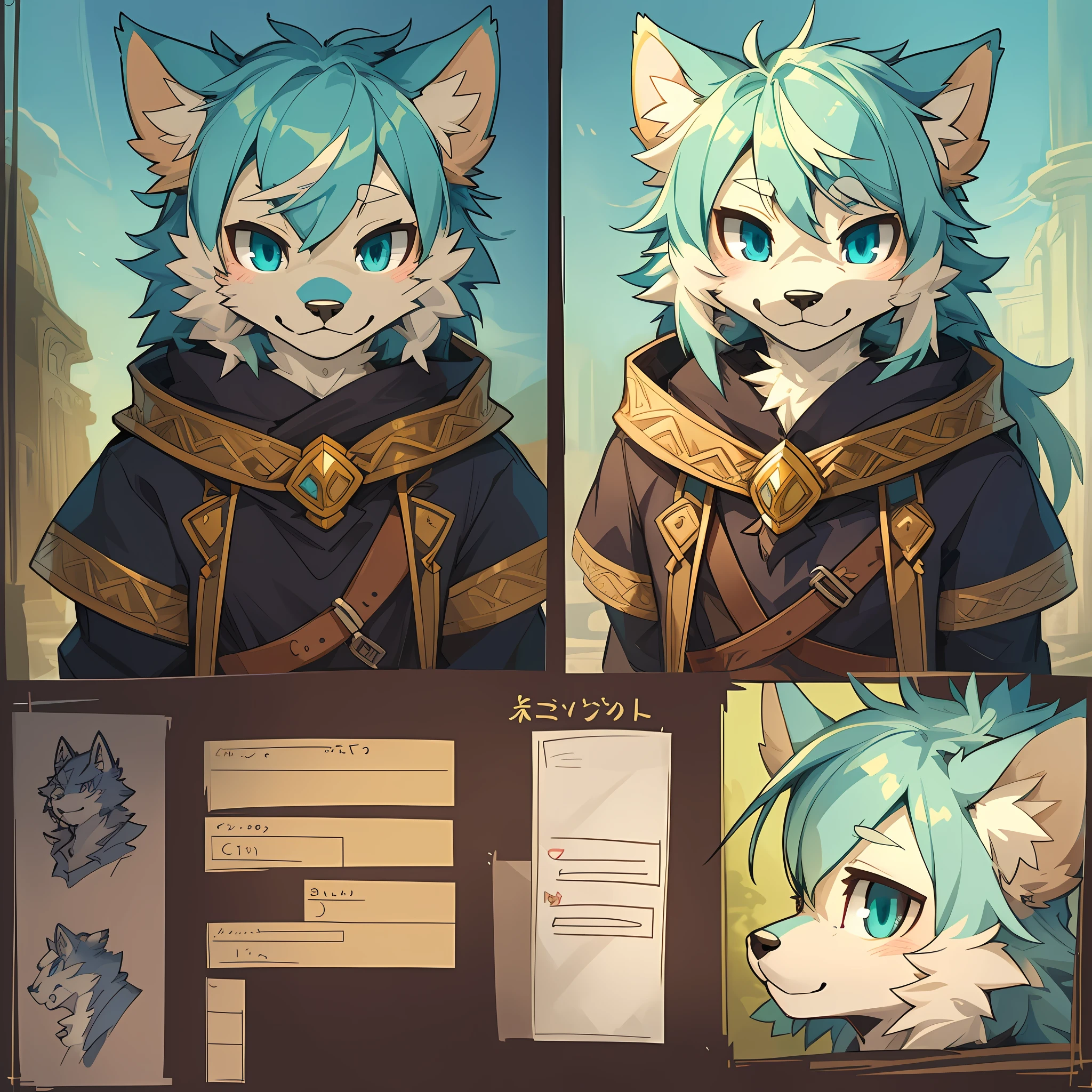 ((masterpiece)), (ultra detailed), (best quality), detailed background, (style of fantasy), (concept art, character sheet),absurdres(highly detailed beautiful face and eyes)perfect anatomy(angelic handsome boy, kemono, )(furry anthro),