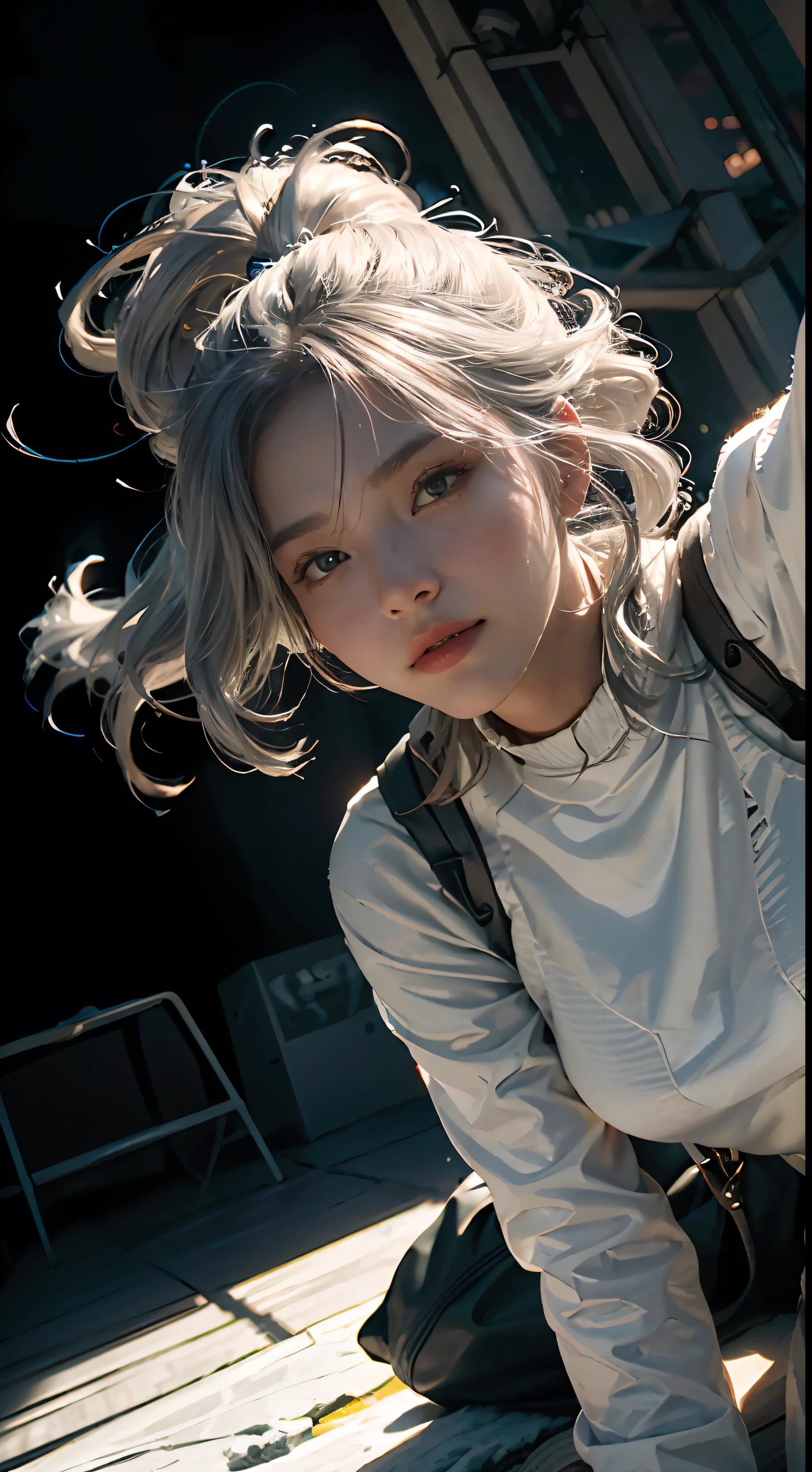 "(Superb CG Unity 8K wallpaper,Top masterpieces,Ultra-detailed image quality),(Brilliant light and shadow,Dramatic cinematic shots),The girl is wearing a white Spider-Man costume,Silver-gray hair color,Inspired by the Spider-Man parallel universe,Snowboarding is always full of wonder and emotion,Dynamic gestures are vividly portrayed,(Exceptional detailing,The lighting and shadow layout is superb,The vista is vast and clear),With a subtle rendering,Enough to lead the trend and cross time and space。"