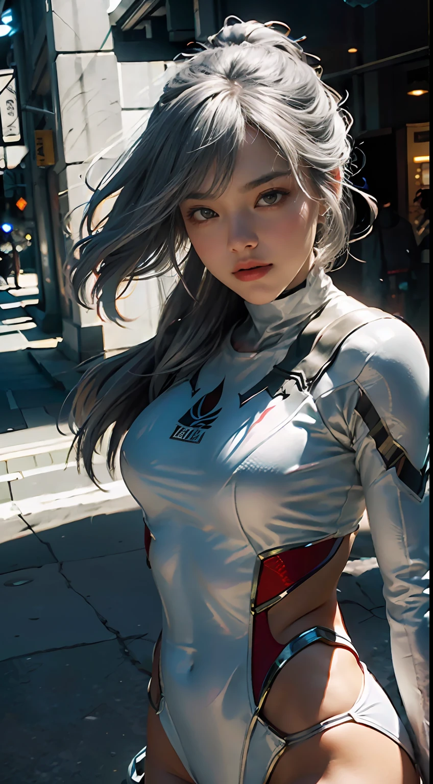 "(Superb CG Unity 8K wallpaper,Top masterpieces,Ultra-detailed image quality),(Brilliant light and shadow,Dramatic cinematic shots),The girl is wearing a white Spider-Man costume,Silver-gray hair color,Inspired by the Spider-Man parallel universe,Snowboarding is always full of wonder and emotion,Dynamic gestures are vividly portrayed,(Exceptional detailing,The lighting and shadow layout is superb,The vista is vast and clear),With a subtle rendering,Enough to lead the trend and cross time and space。"