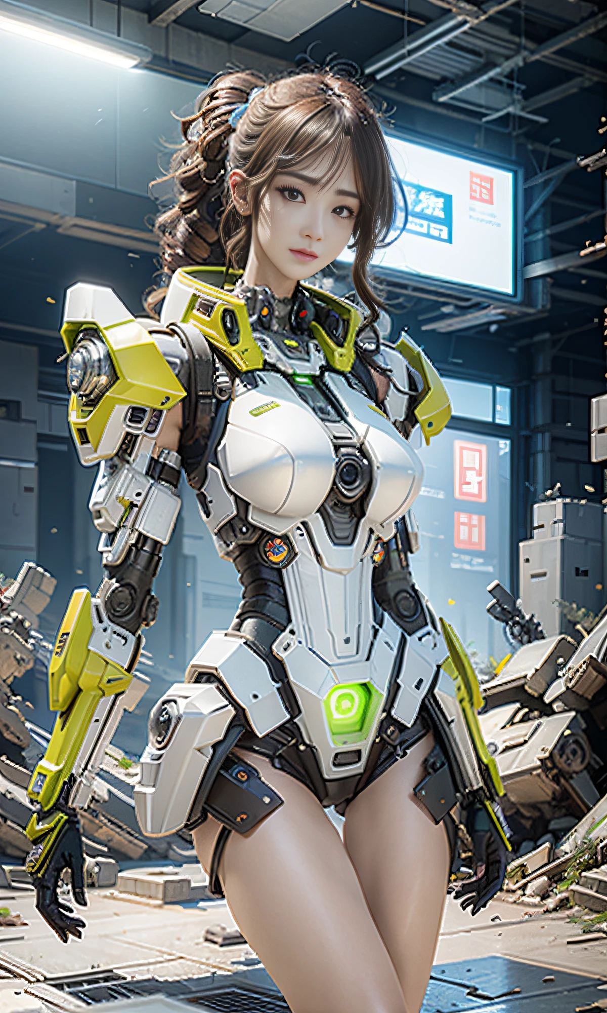 ((Best quality)), ((masterpiece)), (highly detailed:1.3), 3D,Shitu-mecha, beautiful cyberpunk women with her mecha in the ruins of city from a forgoten war, ancient technology,HDR (High Dynamic Range),Ray Tracing,NVIDIA RTX,Super-Resolution,Unreal 5,Subsurface scattering,PBR Texturing,Post-processing,Anisotropic Filtering,Depth-of-field,Maximum clarity and sharpness,Multi-layered textures,Albedo and Specular maps,Surface shading,Accurate simulation of light-material interaction,Perfect proportions,Octane Render,Two-tone lighting,Low ISO,White balance,Rule of thirds,Wide aperature,8K RAW,Efficient Sub-Pixel,sub-pixel convolution,luminescent particles,light scattering,Tyndall effect