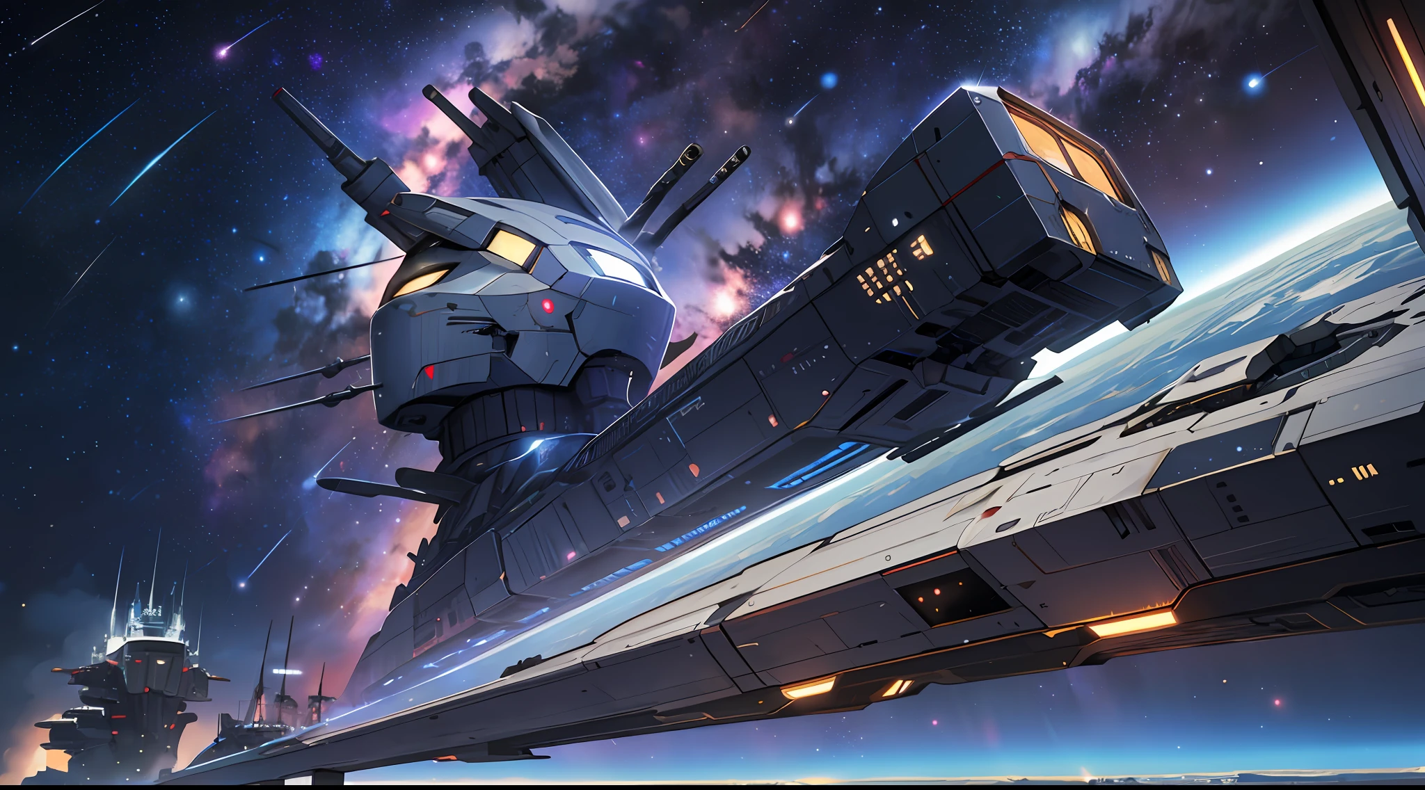 space,Background galactic starry sky,Galactic battleship,space suit,Old man