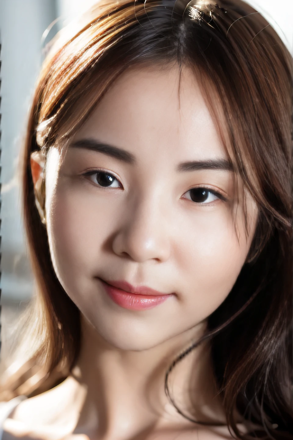 (Realistic, photo-realistic:1.37),(8K, RAW photo, Best quality, Masterpiece:1.2), Cute, Ultra-detailed,Heart-shaped pupils,Physically-based rendering, 超高分辨率, view the viewer,Photorealistic,Realistic, Solo, Photorealistic, Best quality,Extremely detailed face,Extremely detailed eyes and face, Beautiful detailed eyes,absurderes, unbelievable Ridiculous,haunting smile,childish looks,Messy hair, Floating hair,PureErosFace_V1:0.2, facial closeups