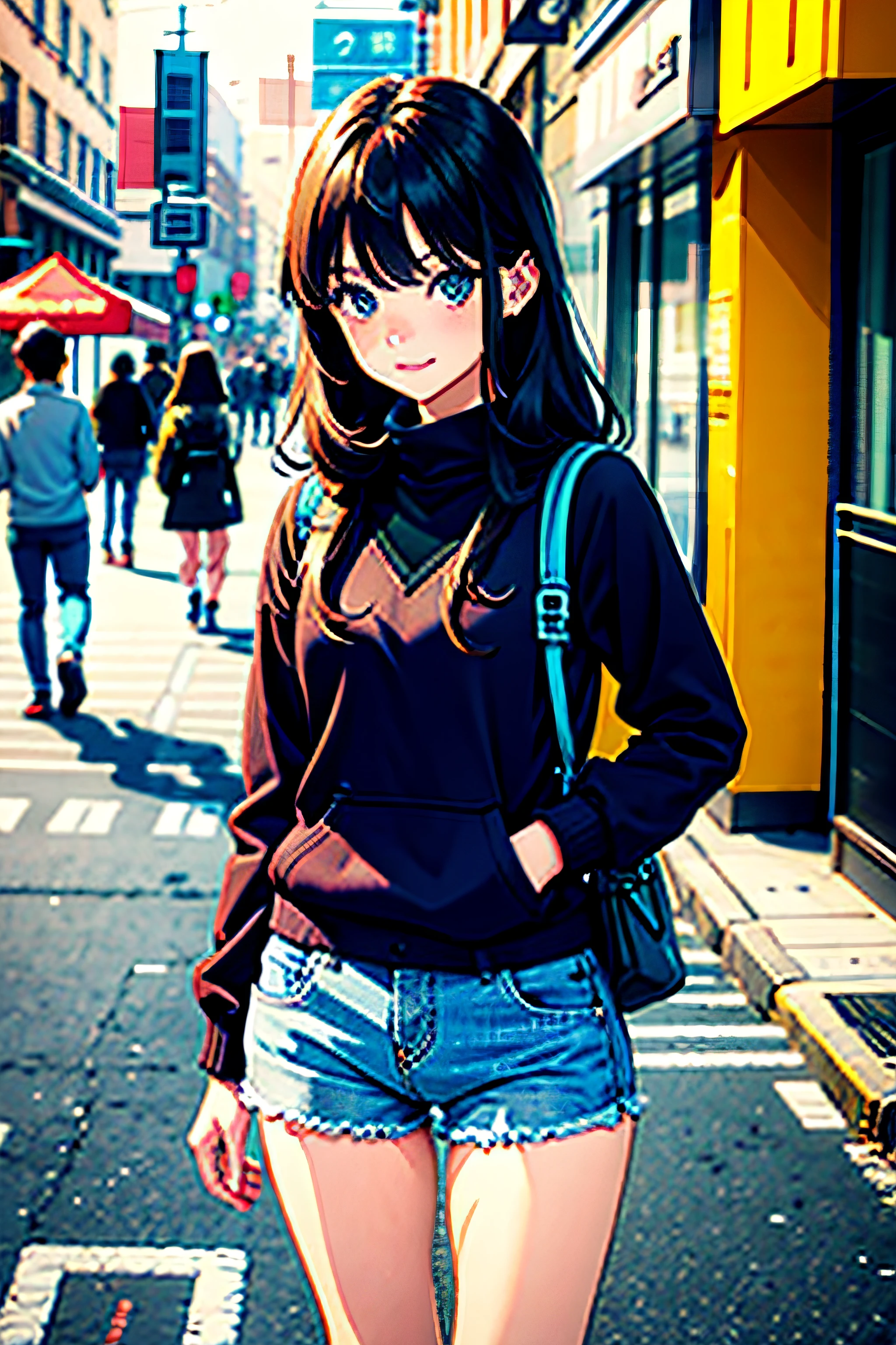 Cute girl on the street, manga, manga panel, comic