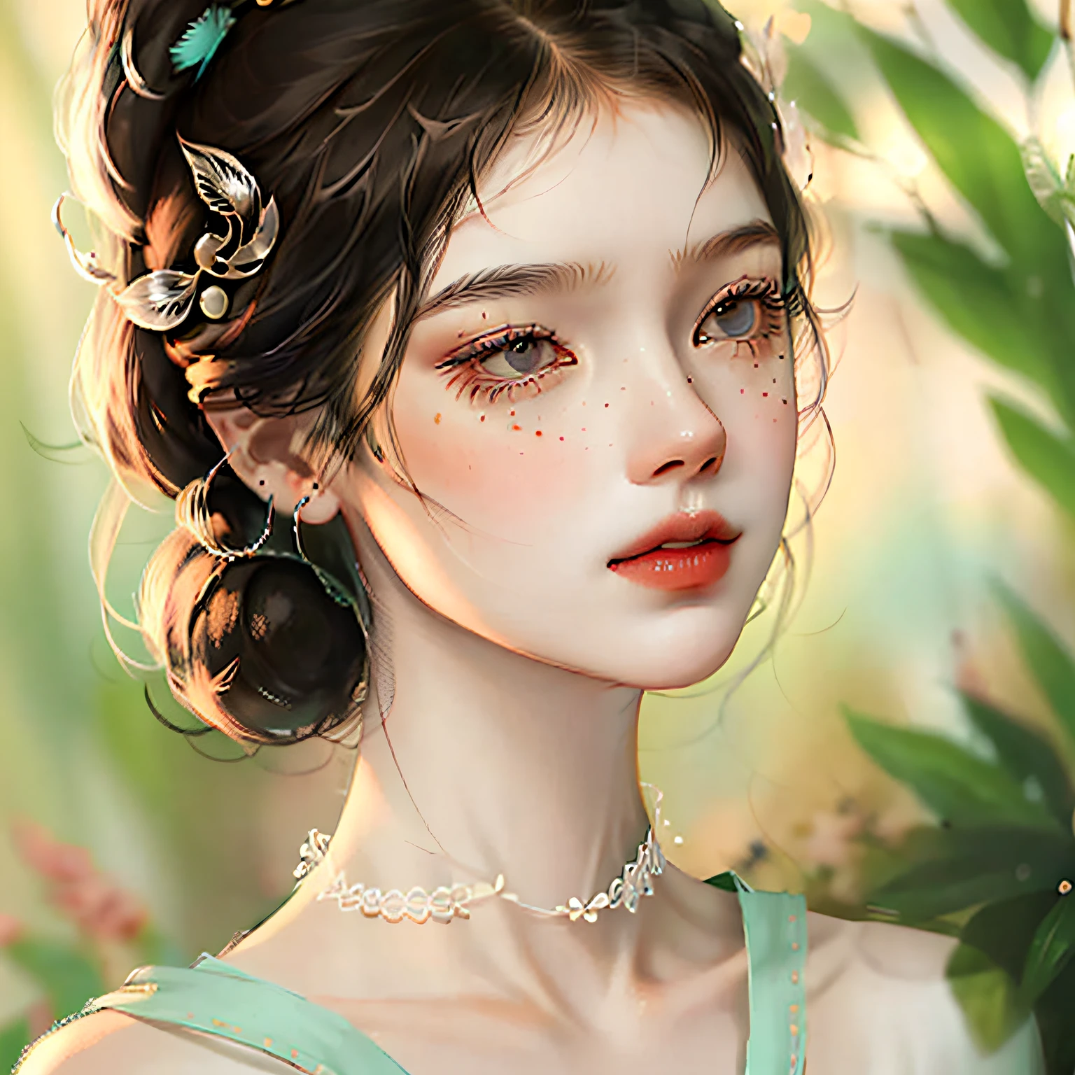 Girls white skin, black hair, delicate, moist --auto