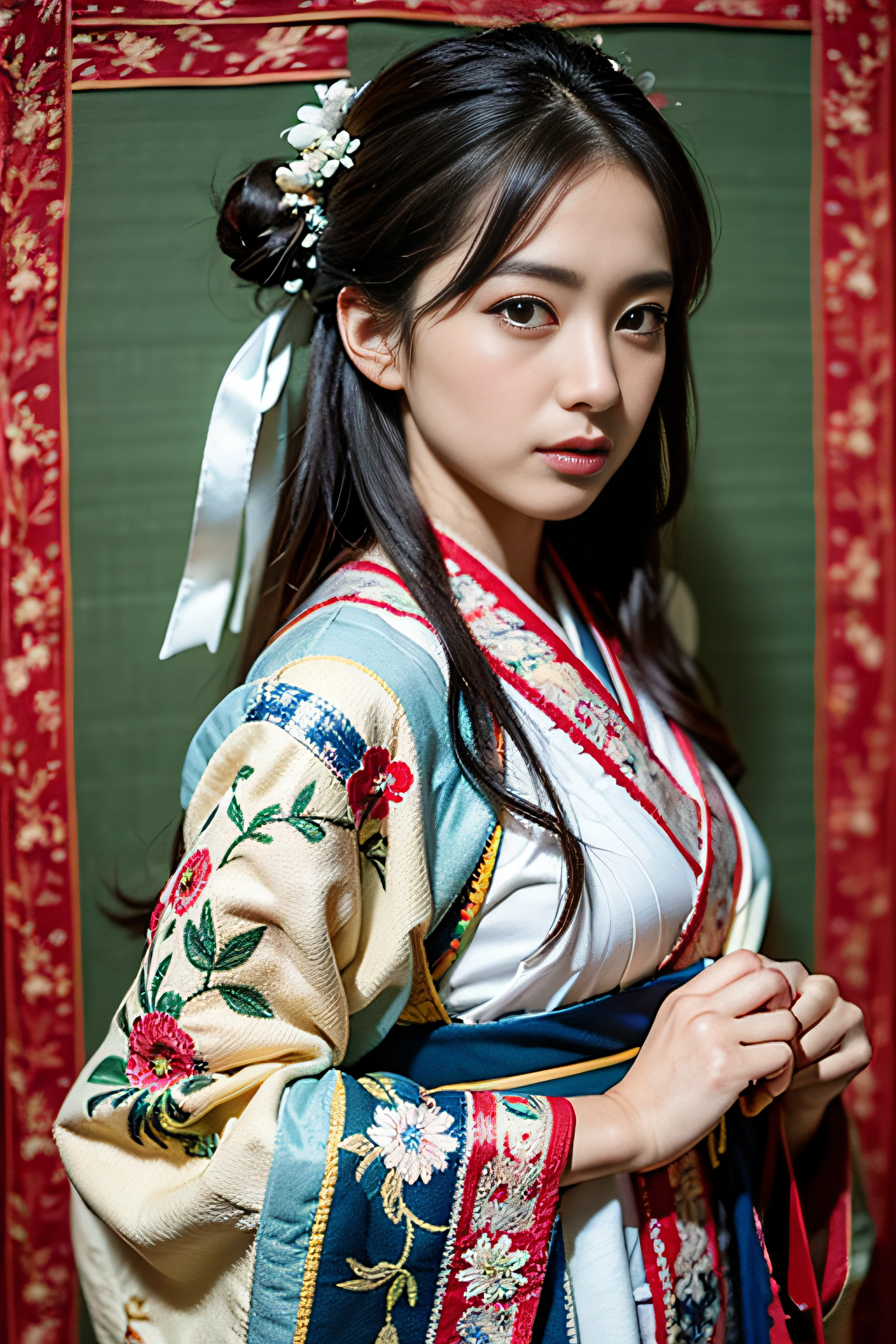 masterpiece, high resolution, super detailed, (1 girl), , fashion pose,
Hanfu, textile art, fiber treatment, weaving design, fabric collage, quilting, embroidery, innovative technology, tactile creation