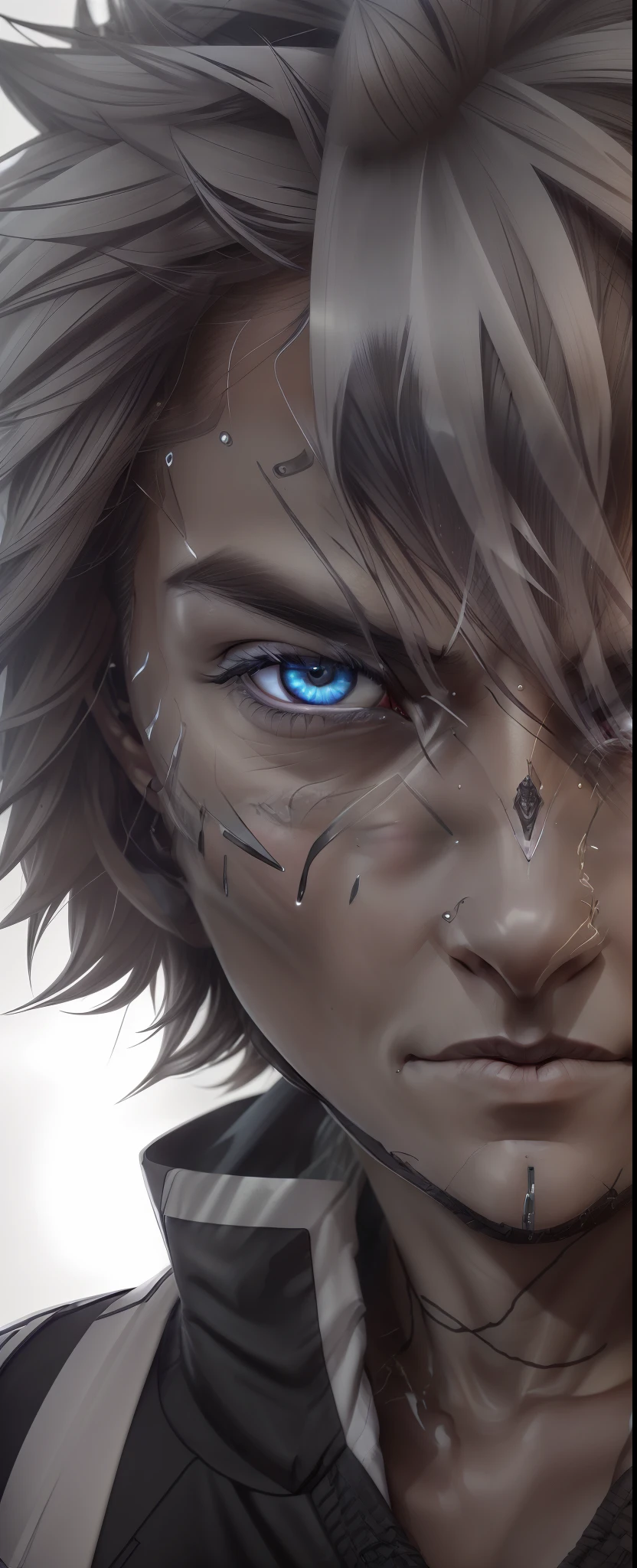Real Human,photorealestic,Handsome face,Cinematic look in extreme detail,soothing tones,insanely details,intricately details,ultra - detailed,(A 29-year-old boy,serious expressions),The eyes glow white(Star-like eyes)