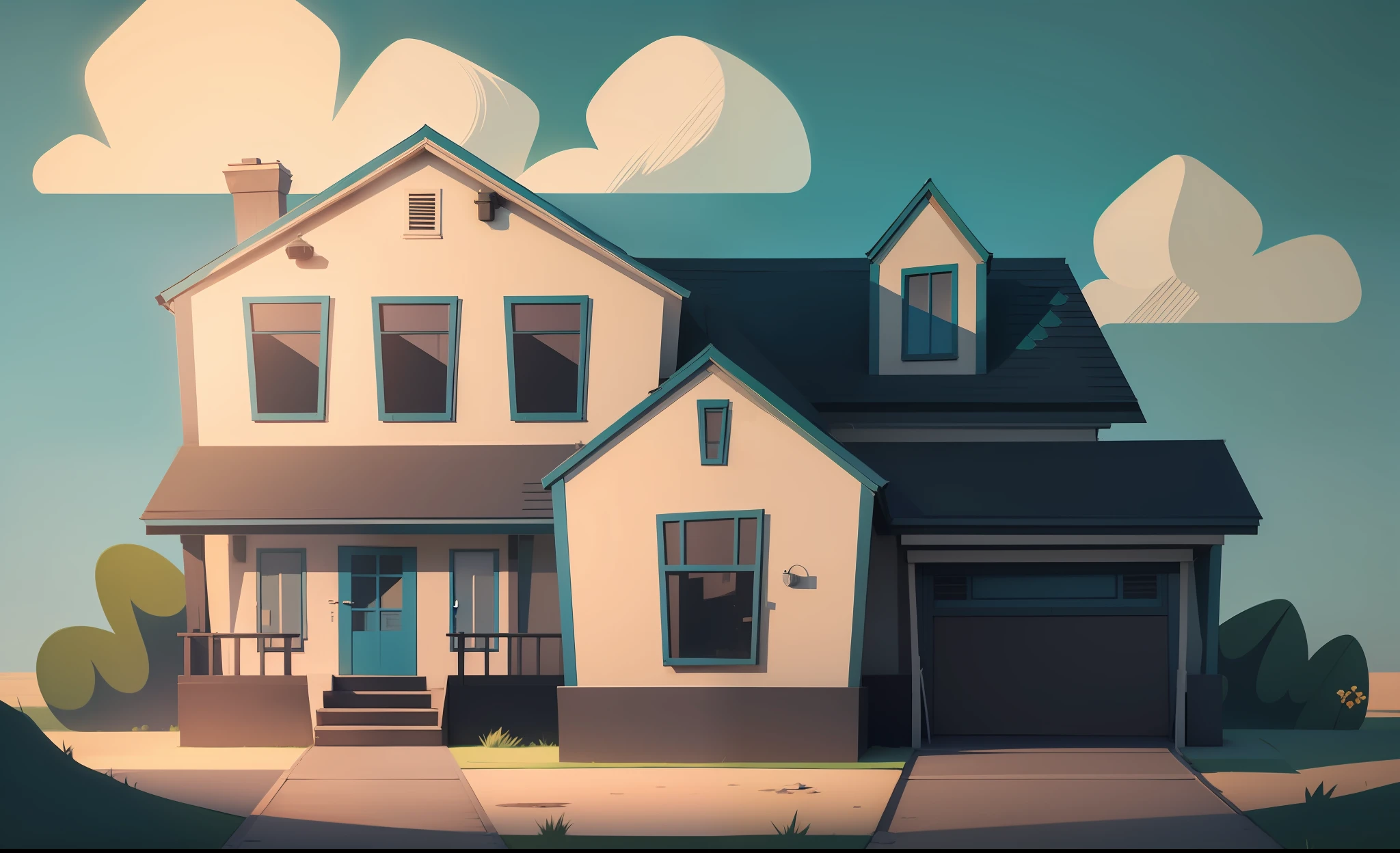 Convert this image good realistic in cartoon blue sky , sun rise , ultra realistic 4k