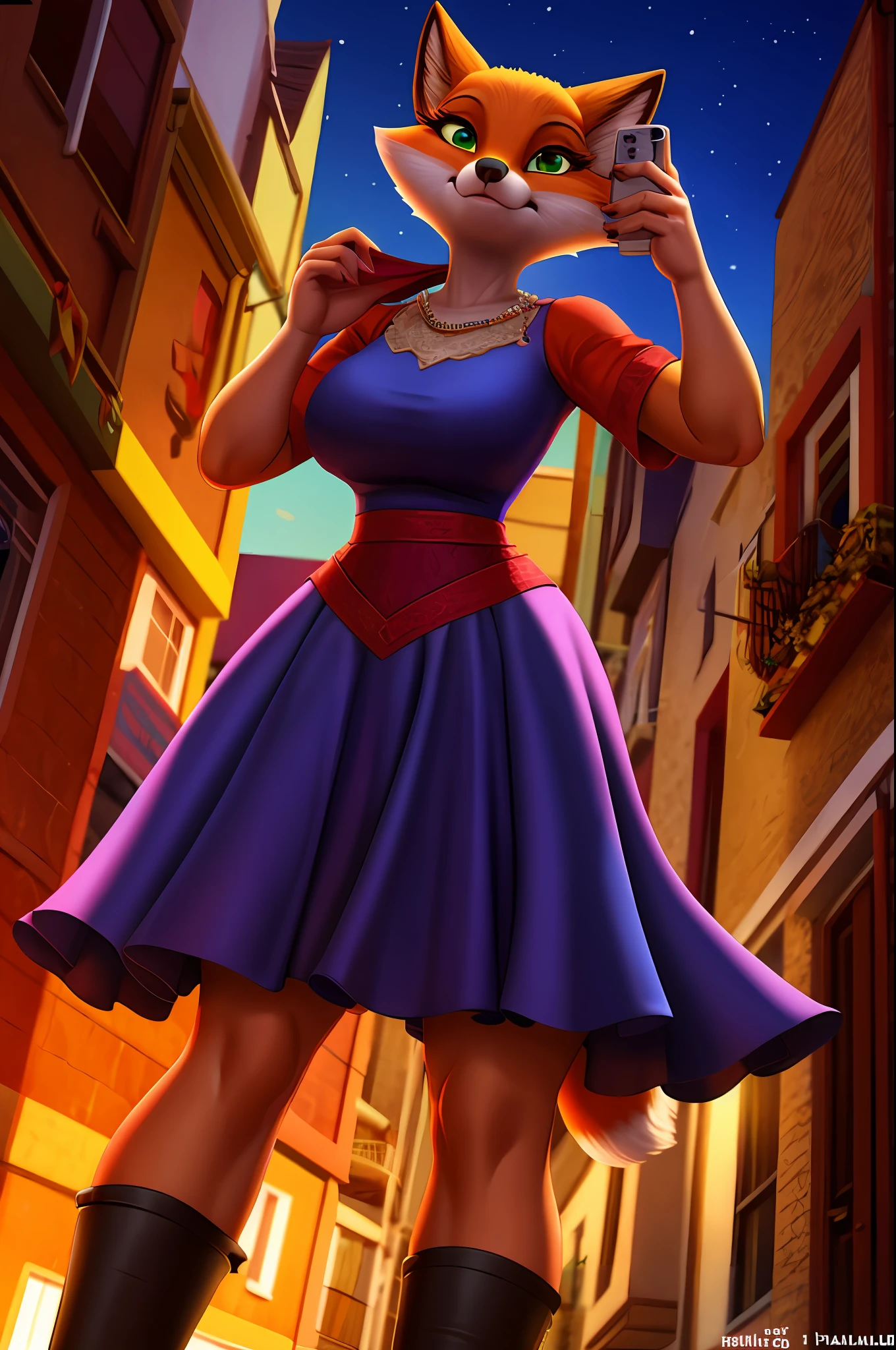 Female antro fox posing for a photo, usando vestido elegante,
good hand, 4k, alta resolução, obra-prima, melhor qualidade, headpe: 1.3, ((fotografia Hasselblad)), pele finamente detalhada, foco nítido, (cinematic lighthing), noite, soft-lighting, dinamic angle, [:(rosto detalhado: 1.2): 0.2],(((na cidade))),