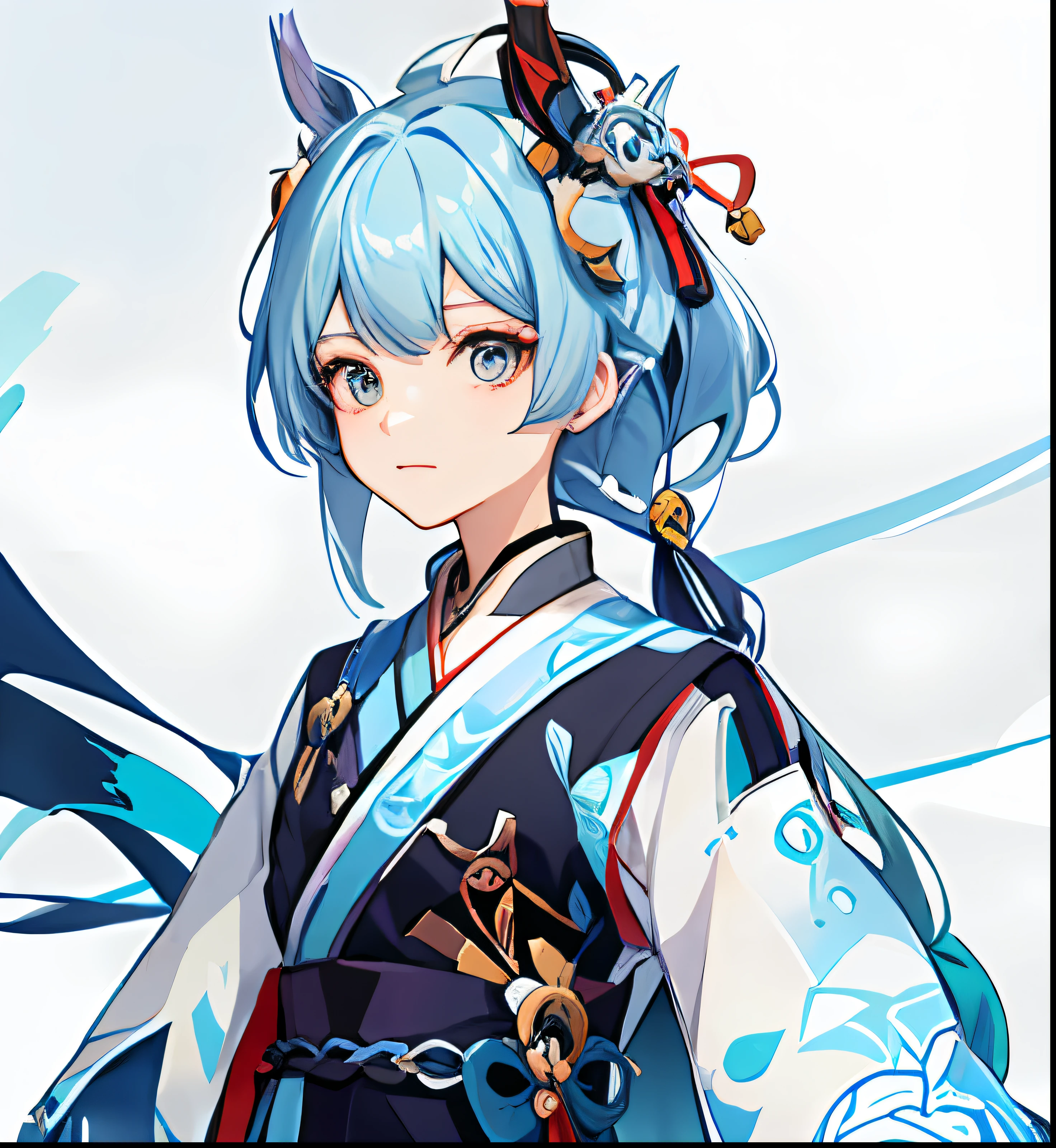 Close-up of a man with blue hair and blue dress, mikudayo, Keqing from Genshin Impact, Genshin, Anime girl with teal hair, Genshin impact's character, onmyoji portrait, zhongli from genshin impact, Ayaka Genshin impact, Portrait Chevaliers du Zodiaque Fille, anime moe art style, Genshin Impact style