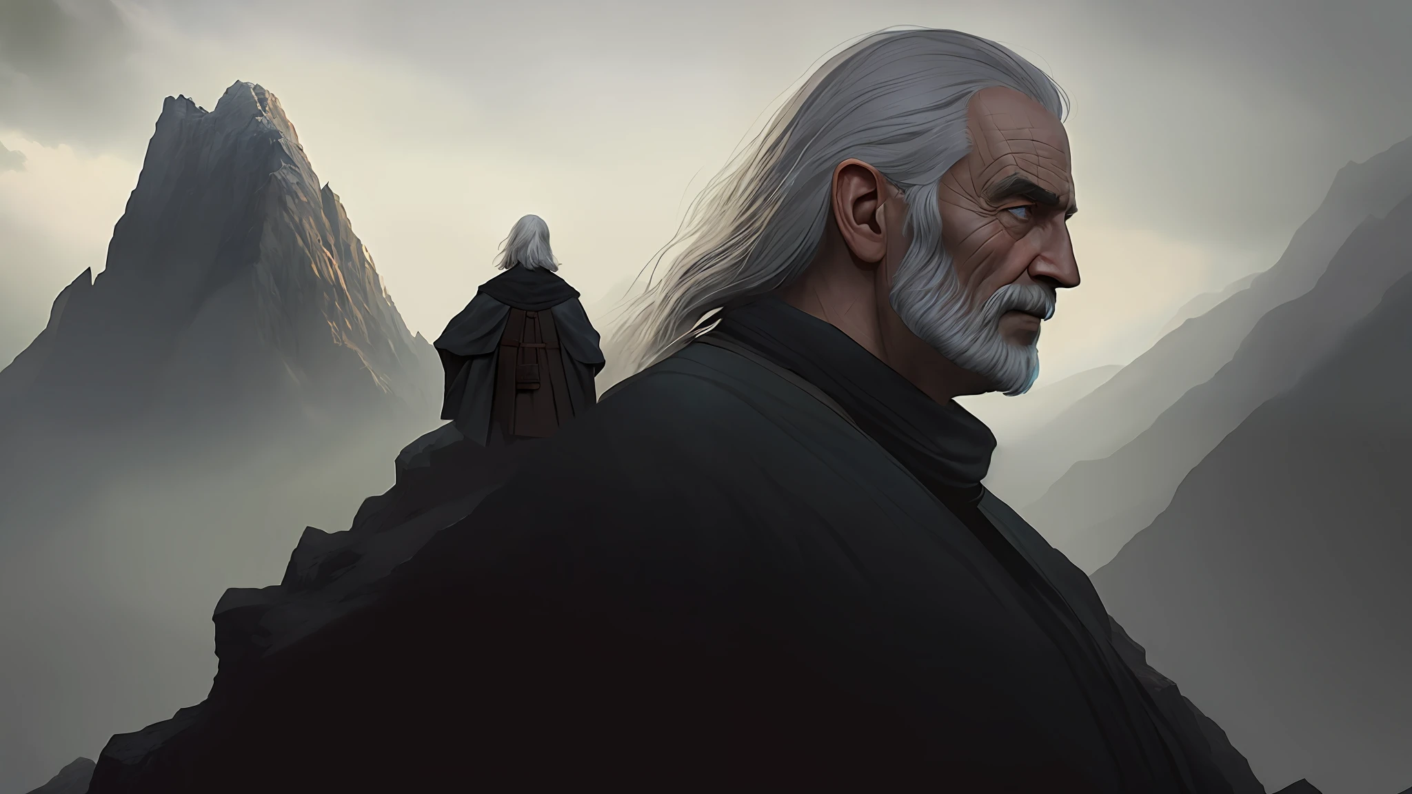 an older medieval man with hair
man in old clothes with wrinkles on face, mountain cliff, stormy, sinister, evil, (backlight: 1.3), digital painting, concept art, soft, sharp focus, rule of thirds, dark fantasy, intricate details, medium shot