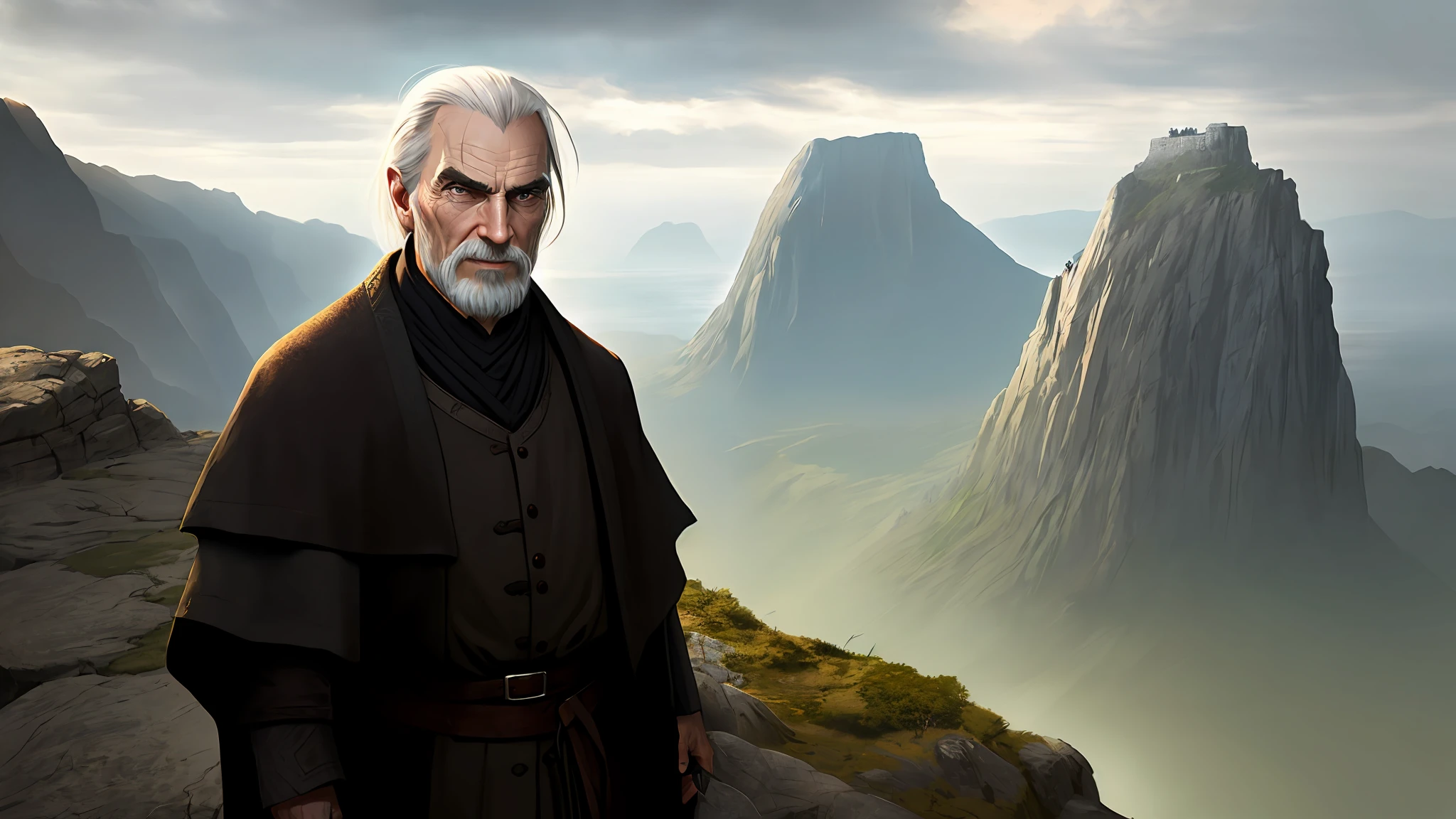 an older medieval man with hair
man in old clothes with wrinkles on face, mountain cliff, stormy, sinister, evil, (backlight: 1.3), digital painting, concept art, soft, sharp focus, rule of thirds, dark fantasy, intricate details, medium shot