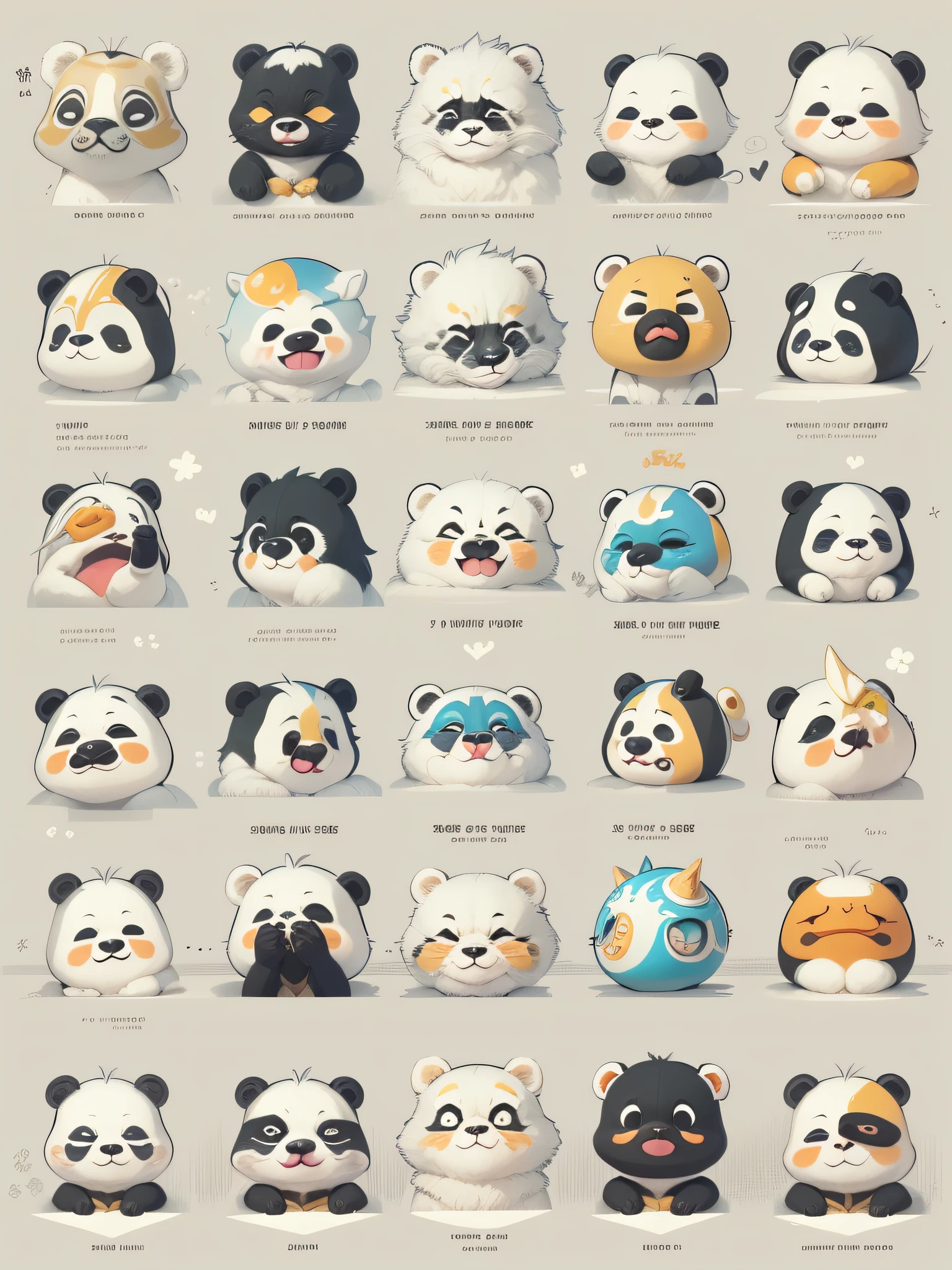 Panda Emotions: What emotions are you planning to create to express? Please design cute pandas to express various emotions such as joy, sadness, anger, surprise, and love.
White and Black Design: Consider a white and black design that will make the panda attractive, in line with the requirement that all emoticons be made up of only white and black.
Simple self-assertion: Add cute, simple self-assertion emoticons. "I love you," "I'm hungry," "I miss you," etc. I think it would be good to make words that express themselves with emoticons.
Character emojis by series: Other characters such as Panda, Blue Dragon, Baekho, and the zodiacal god are also trying to make emoticons by series. Think about how to reflect each character's personality and emotional expression.
Consistent Style: Please coordinate the style of the emoticons so that the whole series can convey a consistent feeling. Consistent styles will make the series more unique.