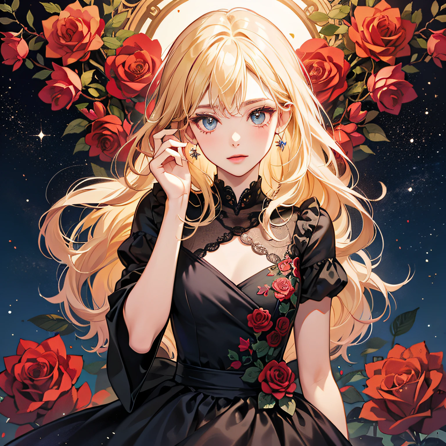 a blond,Princess Cut,odd eye,Older sister,diet,long,Red Rosa,tiarra,Black Dress,curlyhair,small tits,Cool,Rose Dress,embroideries,oriental,A sexy,Sareme,milkyway,Soio