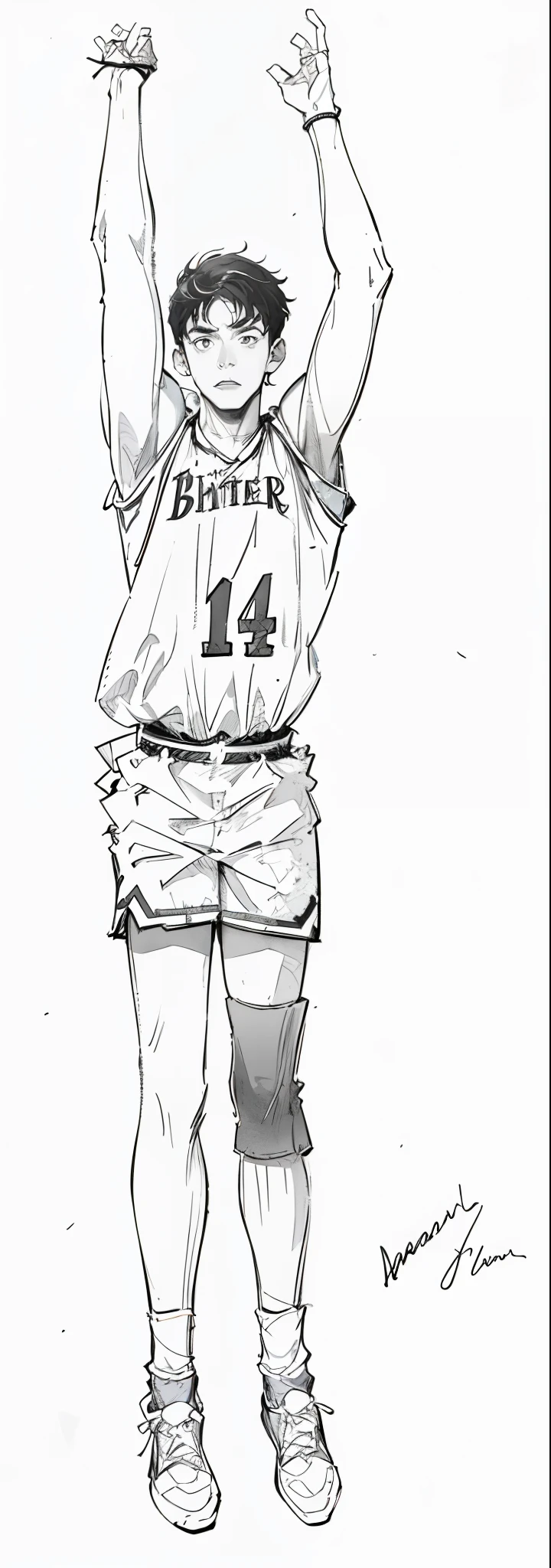 A painting of a man in uniform holding a basketball, Inspired by Frank Mason, author：Frank Mason, manga style of kentaro miura, kentaro miura manga style, author：Yasutomo Oka, clean lineart, intense line art, inspired by Kōno Michisei, author：Middle Bokuhn, Craig Mullens