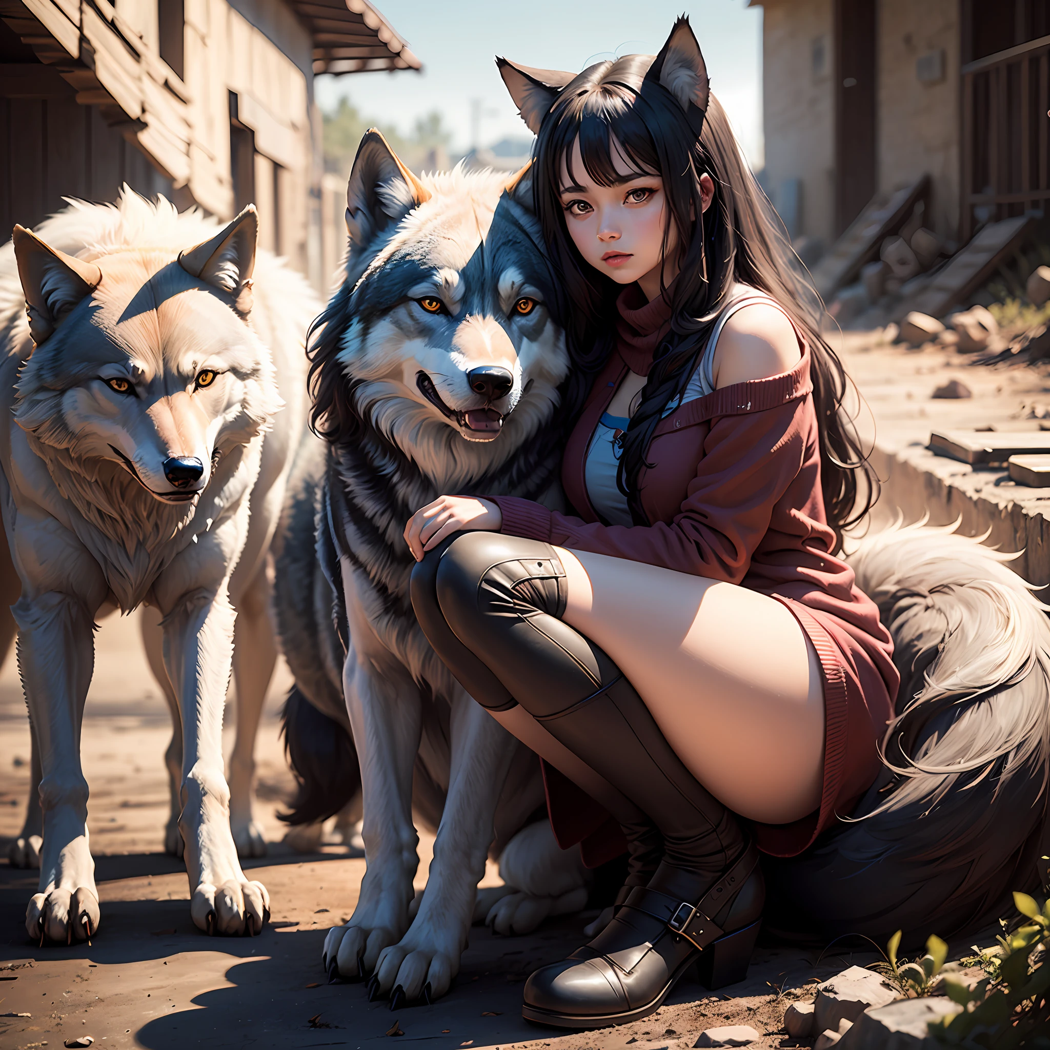 person, wolf, A girl --auto