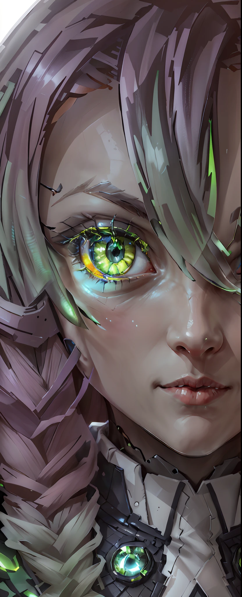 Real Human,photorealestic,Handsome face,Extremely detailed cinematic effects,soothing tones,insanely details,intricately details,ultra - detailed,(A 25-year-old girl,Serious expressions),The eyes glow green(Star-like eyes),Extremely beautiful face