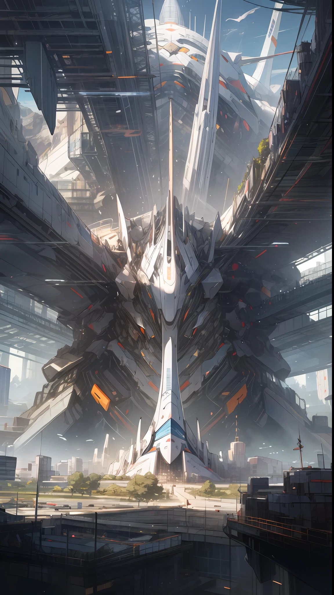 (Melhor qualidade), an incredibly high quality design highlighting the architectural elements of the futuristic landscape, composed of floating skyscrapers, carros voadores, amazing interactive holograms and other details you can imagine. (Futurista), a modern and vibrant color palette and an overall aesthetic that evokes advanced technology, Progress and innovation. (Ampla paisagem), The scene must include a wide and stunning view of the entire landscape to capture the magnitude and splendor of the futuristic world that has been created.
