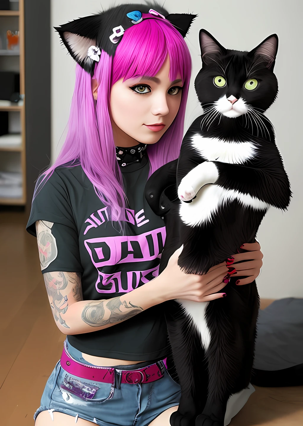 Punk girl with cat