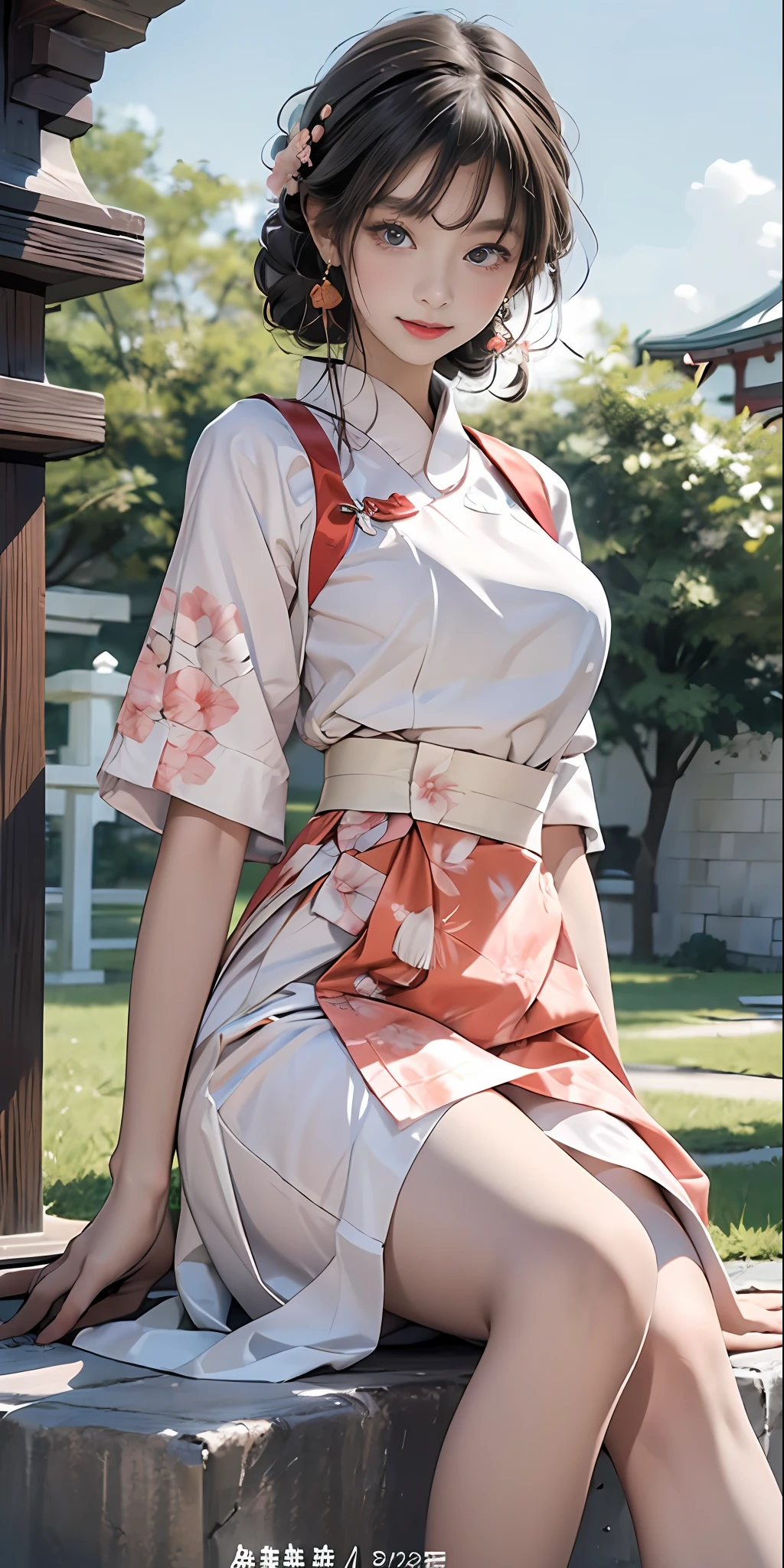 (optimum,tmasterpiece,High Picture Quality,)There is a girl wearing a Japanese JK school outfit, clubs,oriental architecture ray tracing,best qualtiy,Extremely detailed 8K wallpaper,A detailed eye,busty figure,intricately details,Cold white skin,(Carefully portray blush),Soft cute,Messy beauty,The skin is shiny and silky,beautidful eyes,Peach blossom eyes,An extremely delicate and beautiful girl,The upper part of the body,