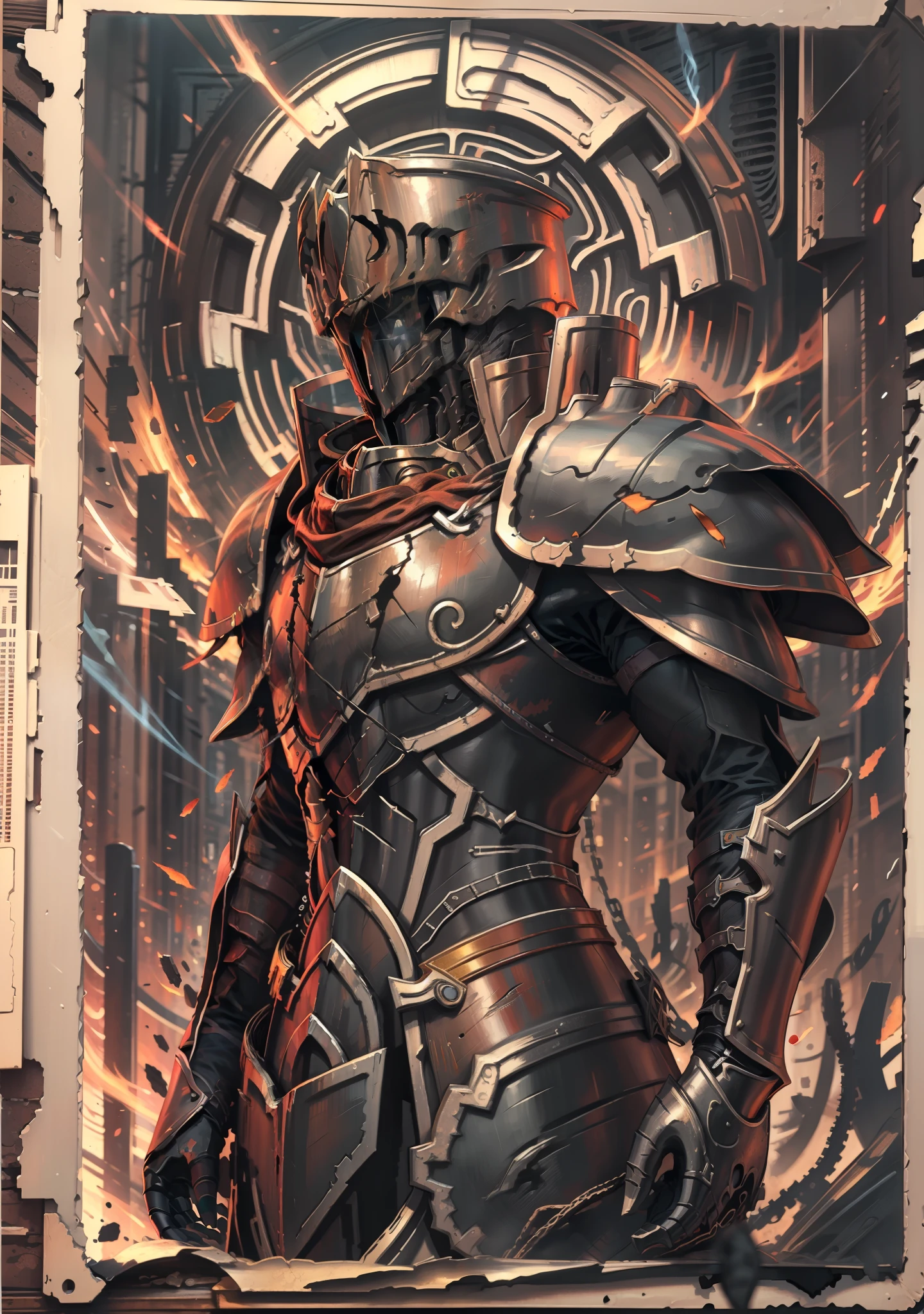 Best Quality, super detailed illustration, Rusty Knight, cracked armor, Rust