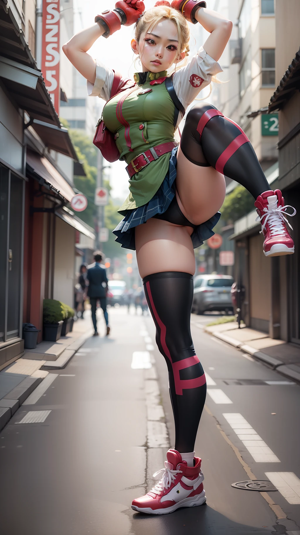 street fighter、cammy、Japan High School Student Uniform、Highkick