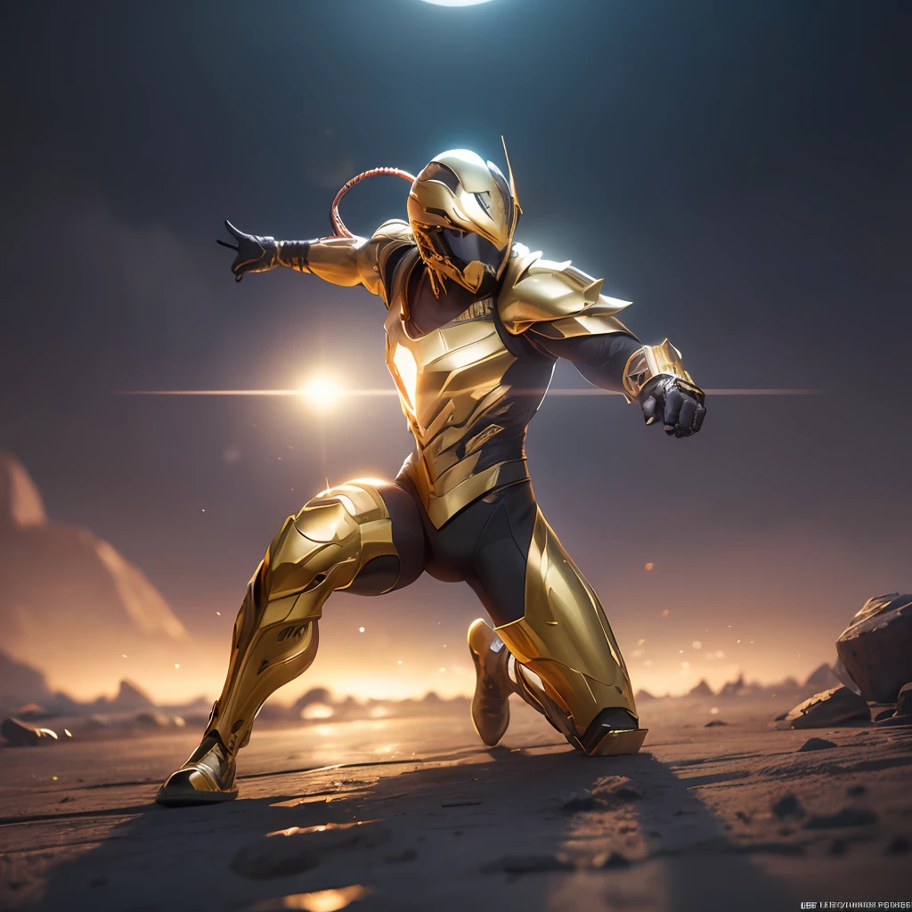 (full body, (dynamic pose), action pose), (rim lighting, studio lighting, distant moonlight, night, bloom), (cinematic, best quality, masterpiece, ultra HD textures, highly detailed, hyper realistic, intricate detail, 8k, photorealistic, concept art, matte painting, Autodesk Maya, vray rendering, ray tracing, HDR), (DSLR, full frame, 16mm focal length, f/8 aperture, dynamic perspective,  Dynamic angle, golden aspect ratio, wide photography, wide field of view, deep depth of field, zoom out) techwear, urbansamurai 3d, realistic cyborg on a cyberhelmet head