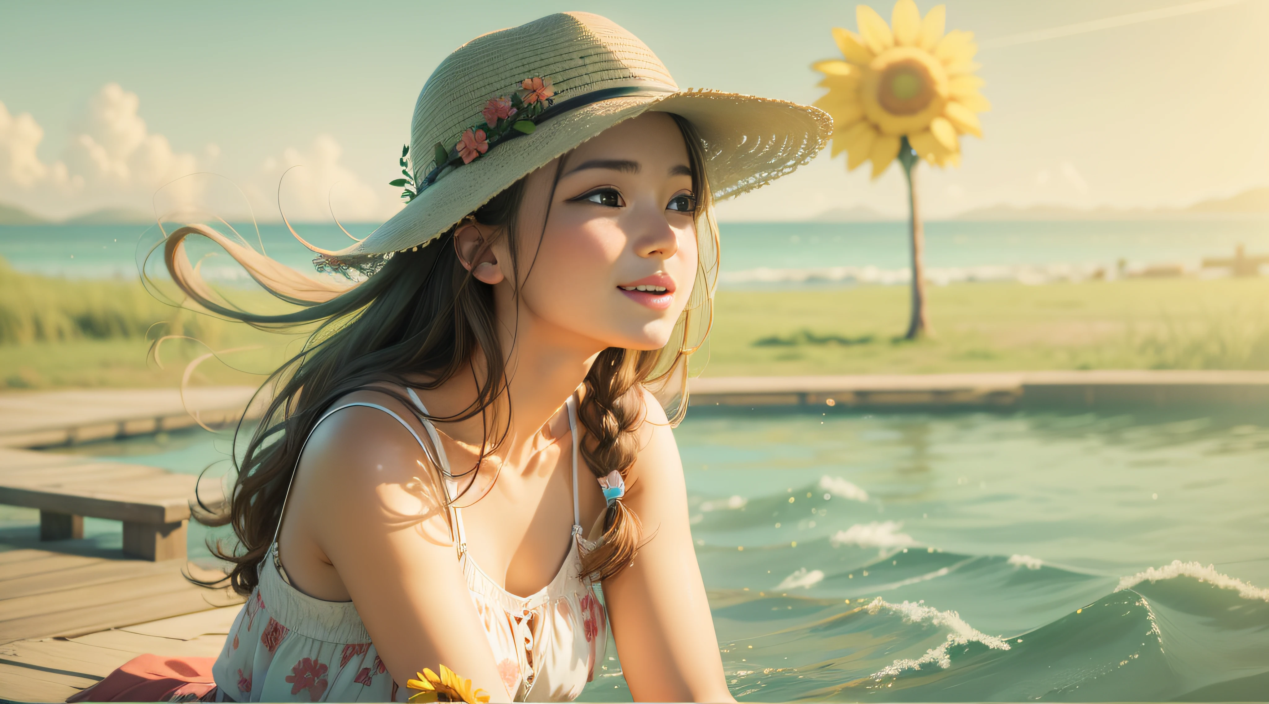 summer girl enjoying sunlight