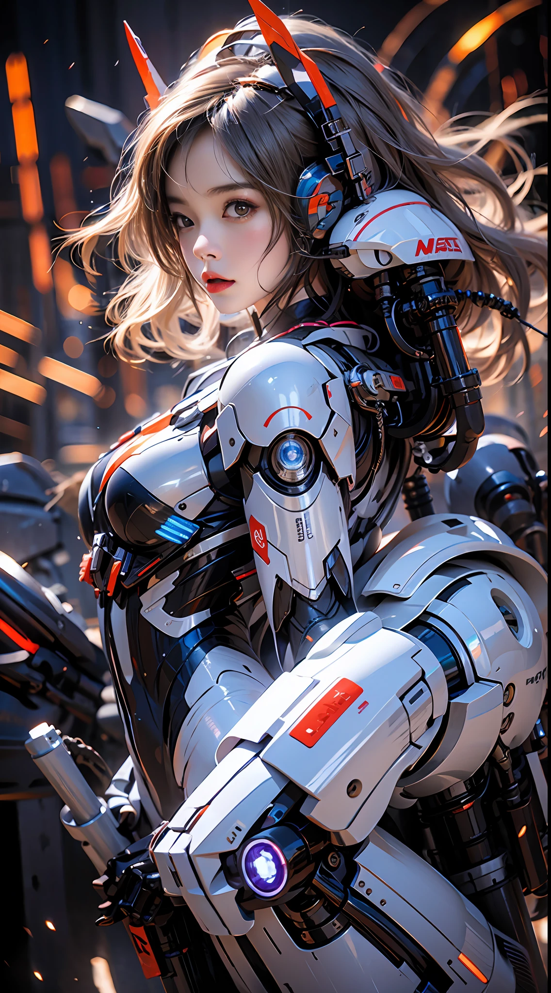 mecha girl,mirai,Cool lighting
