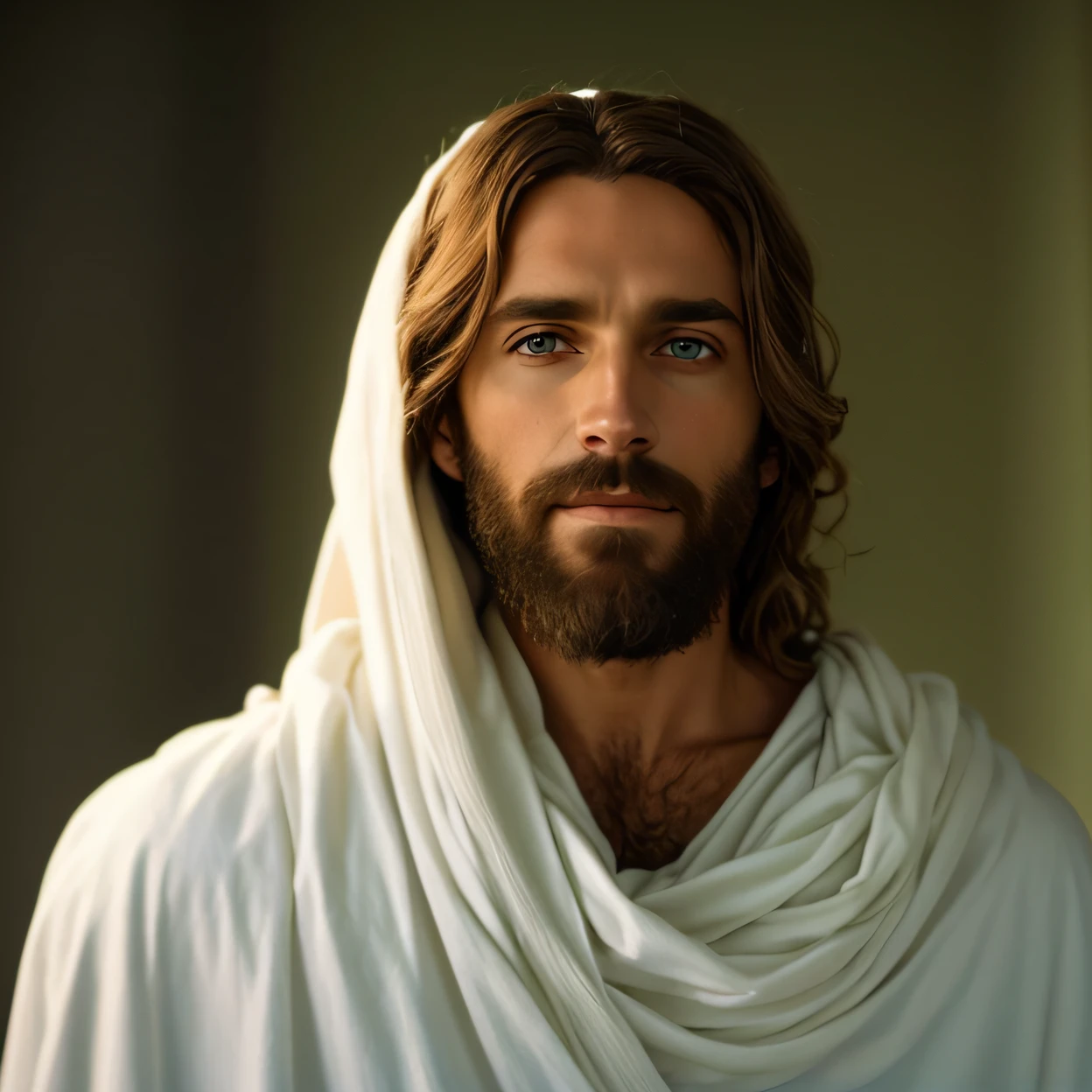 um close up de um homem com barba e um manto branco, Jesus Cristo, Retrato de Jesus Cristo, jesus of nazareth, Jesus, rosto de Jesus, Vestido como Jesus Cristo, Greg Olsen, O Senhor e Salvador, beautiful man, homem bonito, Directed by: Kurt Roesch, Tron legado Jesus Cristo, christian saint, mulher linda, Directed by: Artur Tarnowski