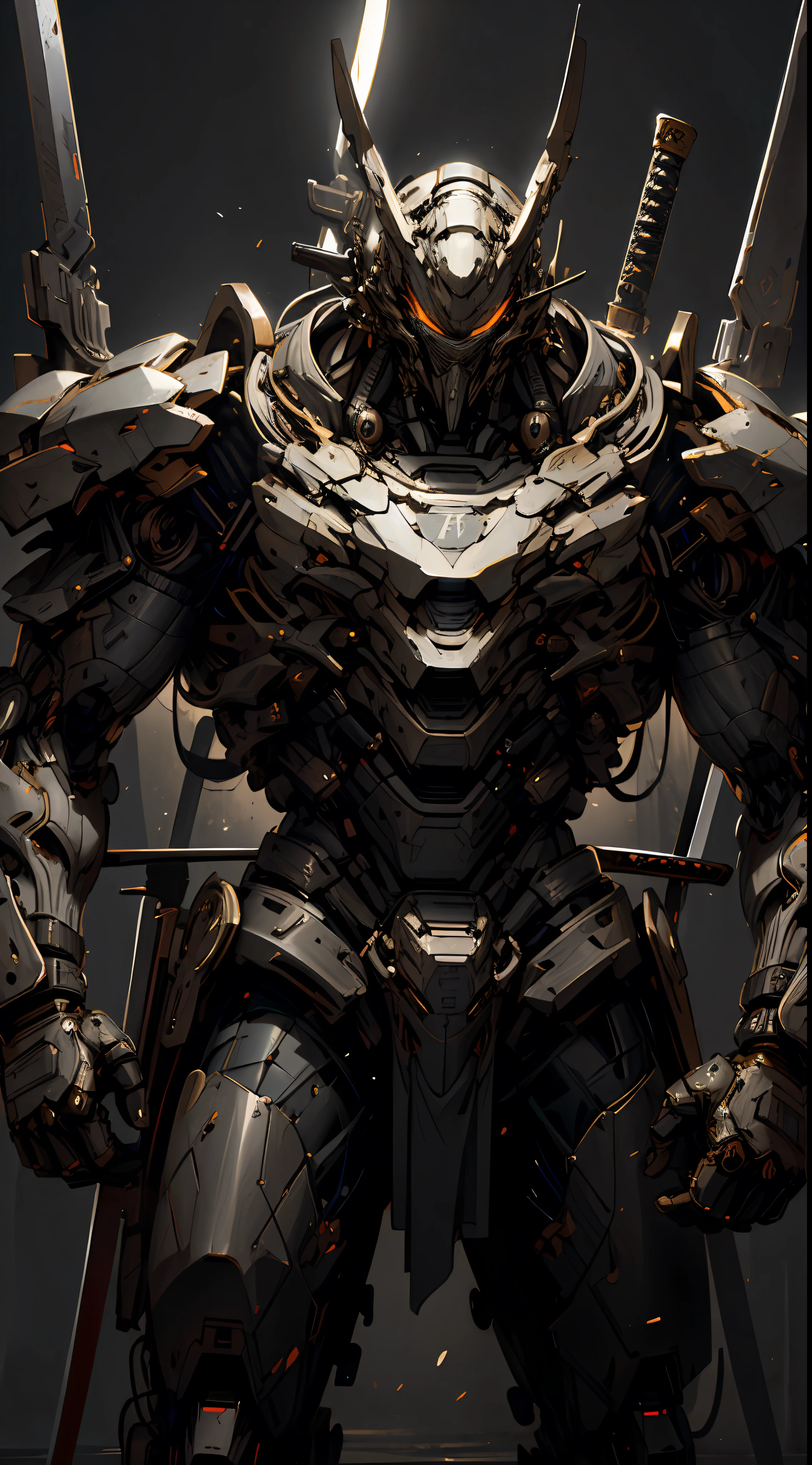 (Masterpiece, Best quality:1.3),extremly high detail, Intricate, 8K, hdr, the wallpaper, Cinematic lighting,big sword, Glowing, Glowing eyes, Mecha, Realistic