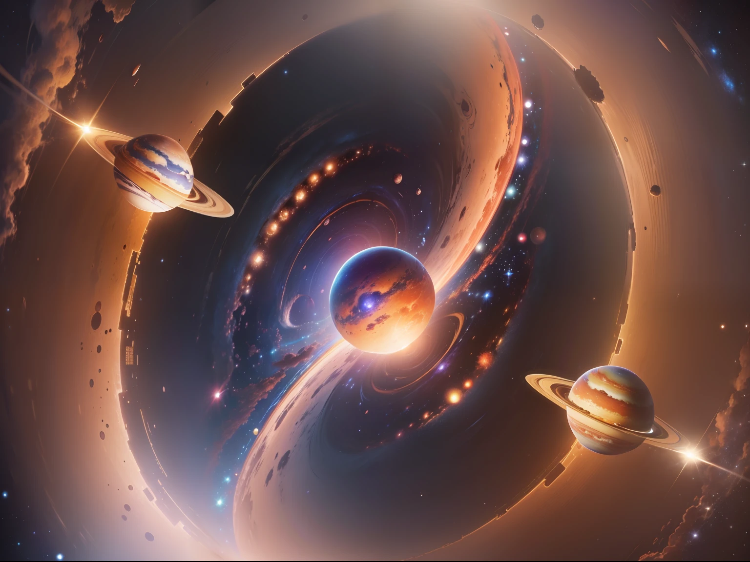 Galaxy, close up planets, planets around a sun, ((masutepiece))), Superior Quality, ultra-detailed 8k CG Unity image, ((The artwork)), masutepiece, (8k CG unit wallpaper extremely detailed), (Stanley Artgerm Lau), (realism style: 1.5), Very detailed, Stars, Planets