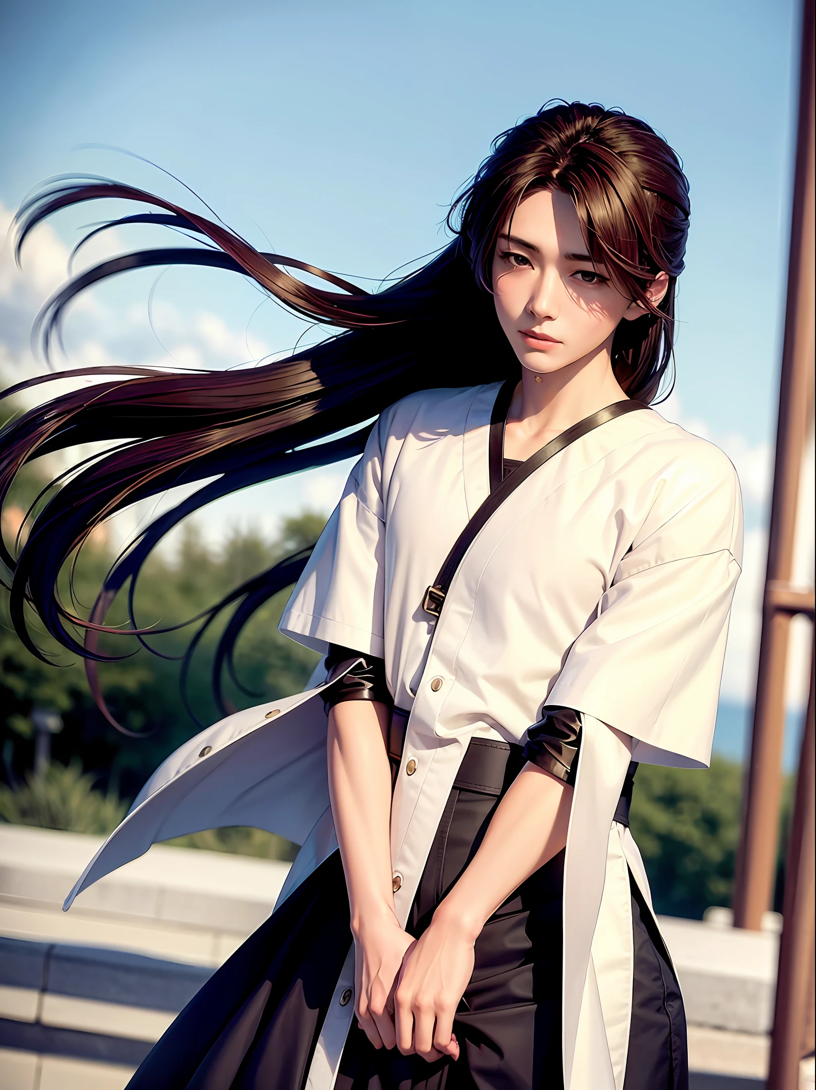 Libido boy,ancient wind,long whitr hair,gentleness,Beautiful,high-class,Momei