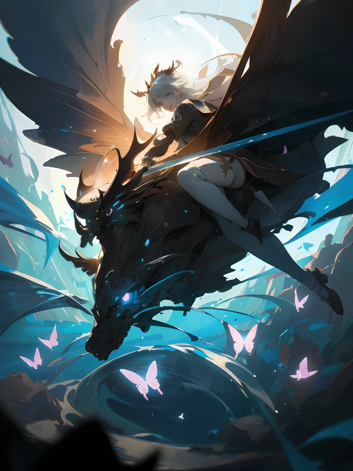 Anime girl in ragged clothes riding beautiful holy deer in water,Look at the sky,Accompanied by butterflies, Guweiz in Pixiv ArtStation, Guweiz on ArtStation Pixiv, trending on artstation pixiv, Kawasi, Digital art on Pixiv, Anime goddess, ((a beautiful fantasy empress)), Guviz, smiling as a queen of fairies, zerochan art, granblue fantasy,hdr(HighDynamicRange),Ray traching,NVIDIA RTX,Hyper-Resolution,Unreal 5,Subsurface dispersion,PBR textures,Post-processing,Anisotropy Filtering,depth of fields,Maximum clarity and sharpness,Many-Layer Textures, Albedo e mapas Speculares、Surface coloring、Accurately simulate light-material interactions、perfectly proportions、rendering by octane、twotonelighting、largeaperture、Low ISO、White balance、trichotomy、8K raw data、crysisnanosuit