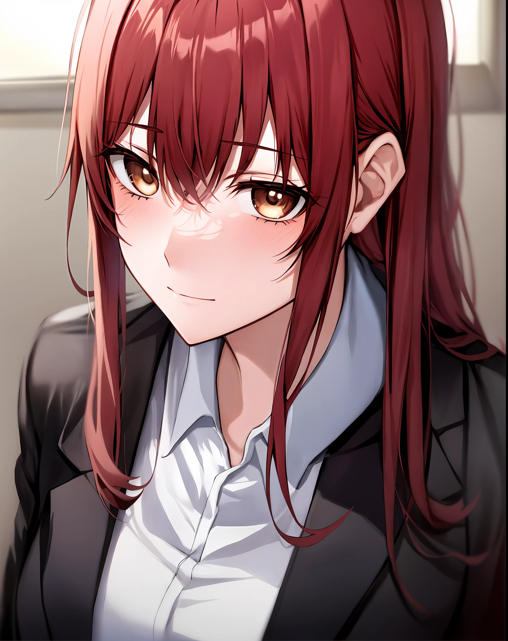 Red-haired tsundere manga woman